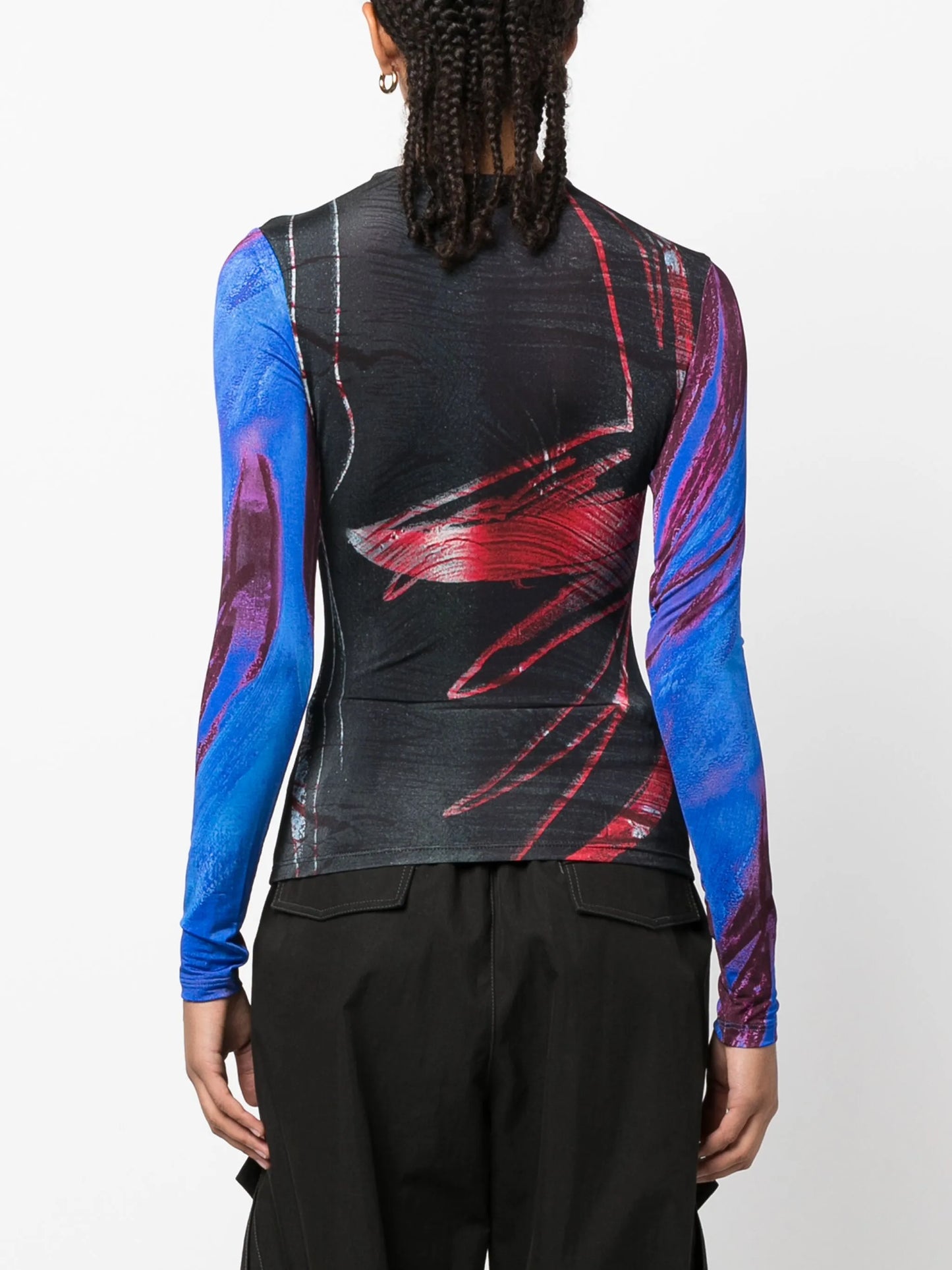 abstract-print mesh top