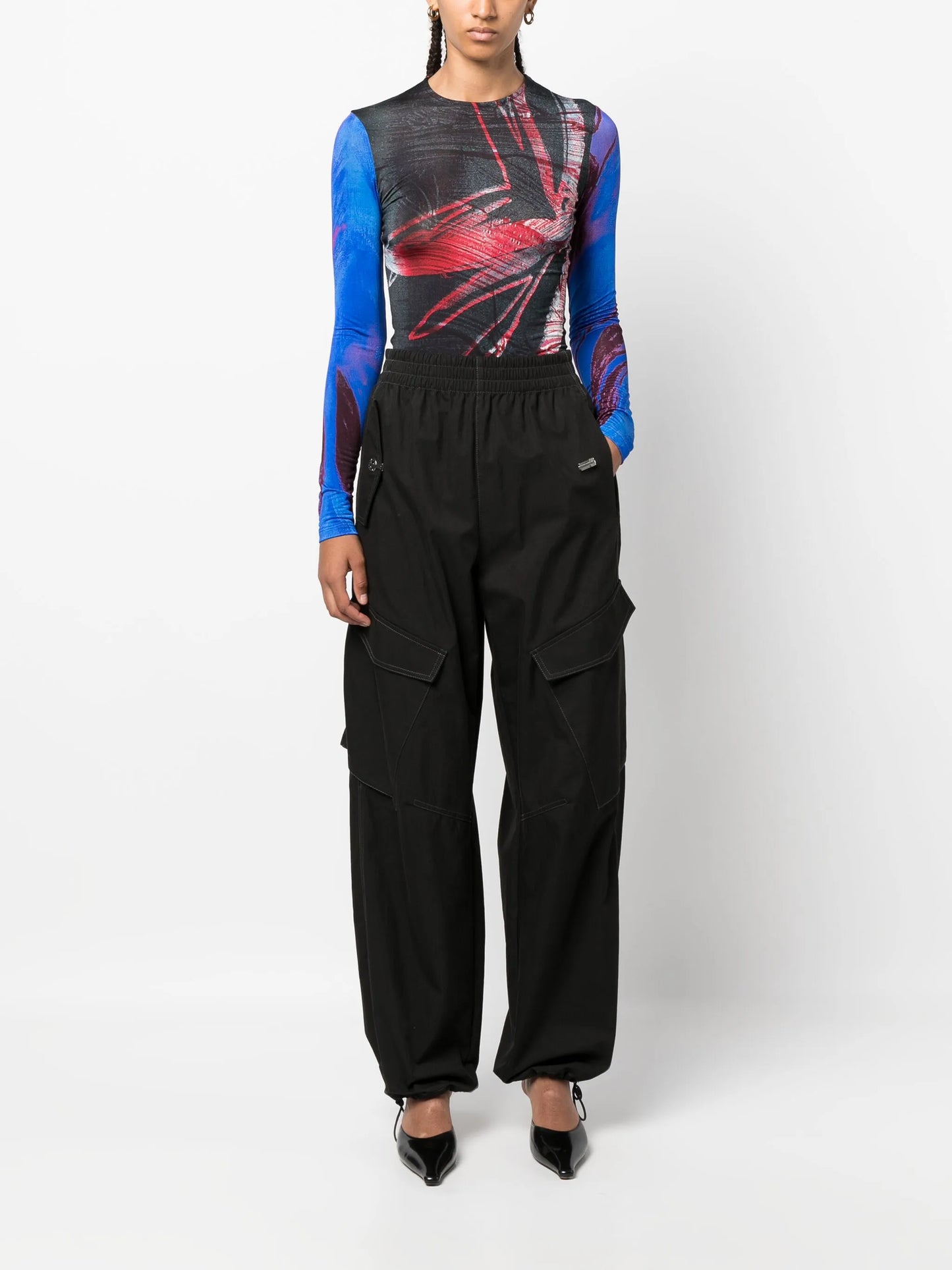 abstract-print mesh top