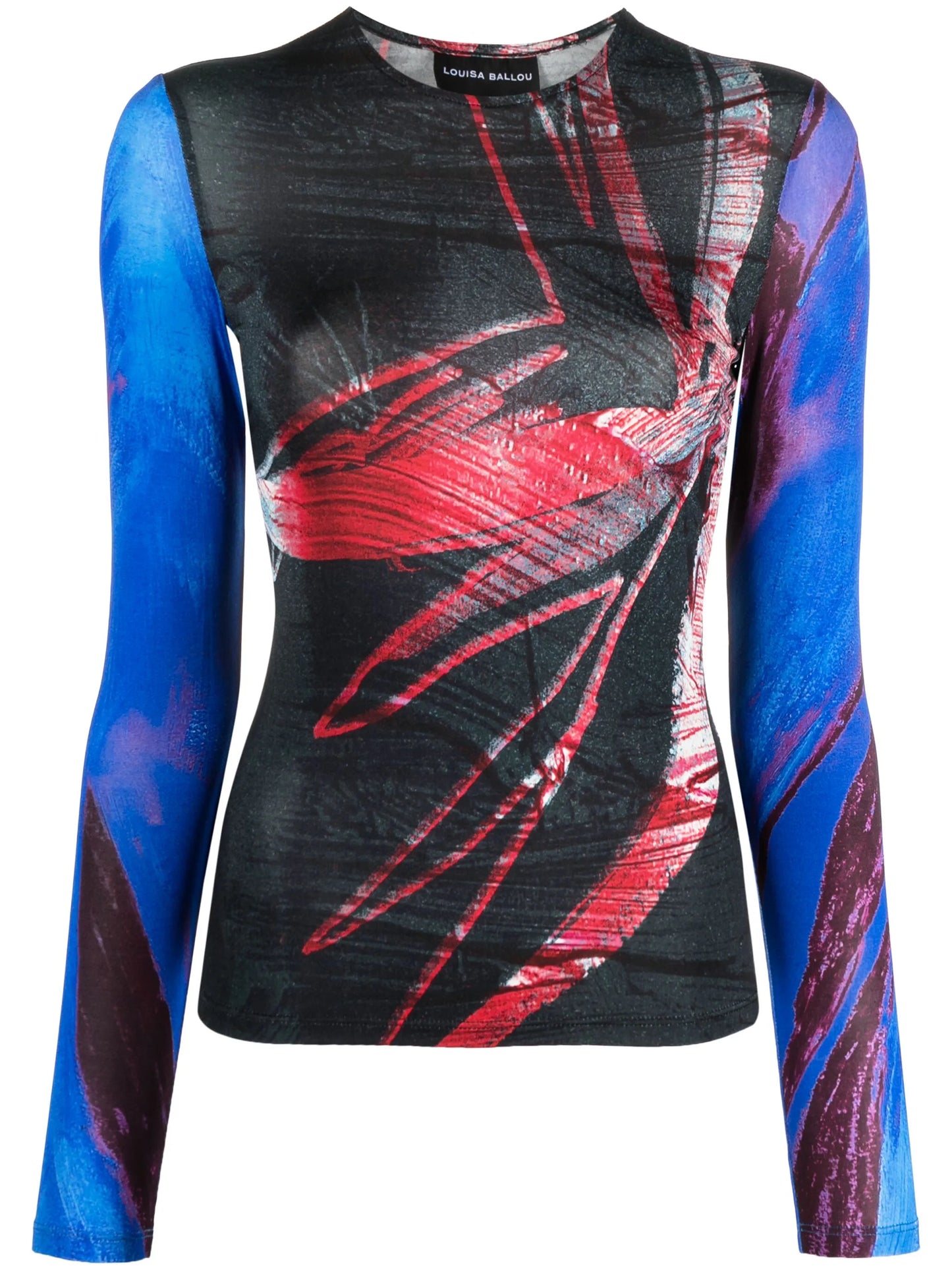abstract-print mesh top