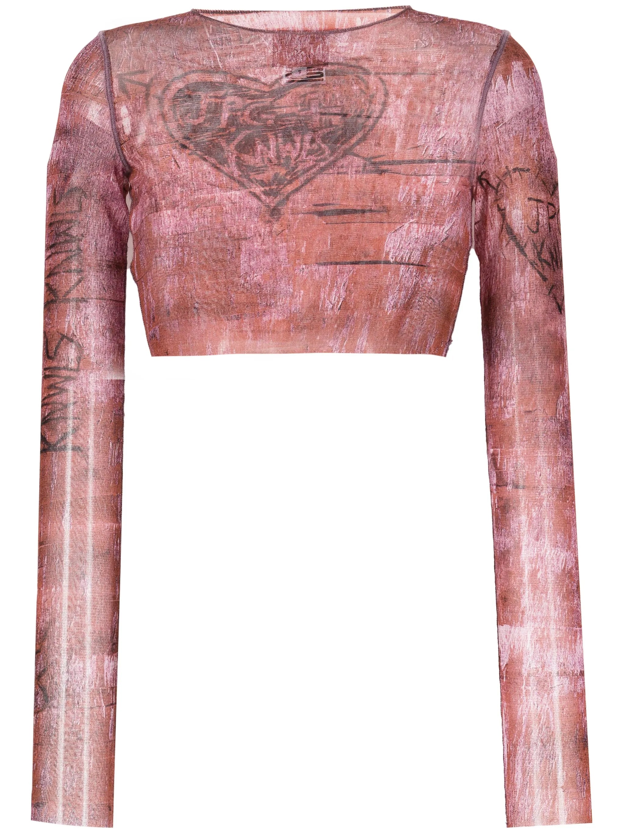 x KNWLS graphic-print cropped top
