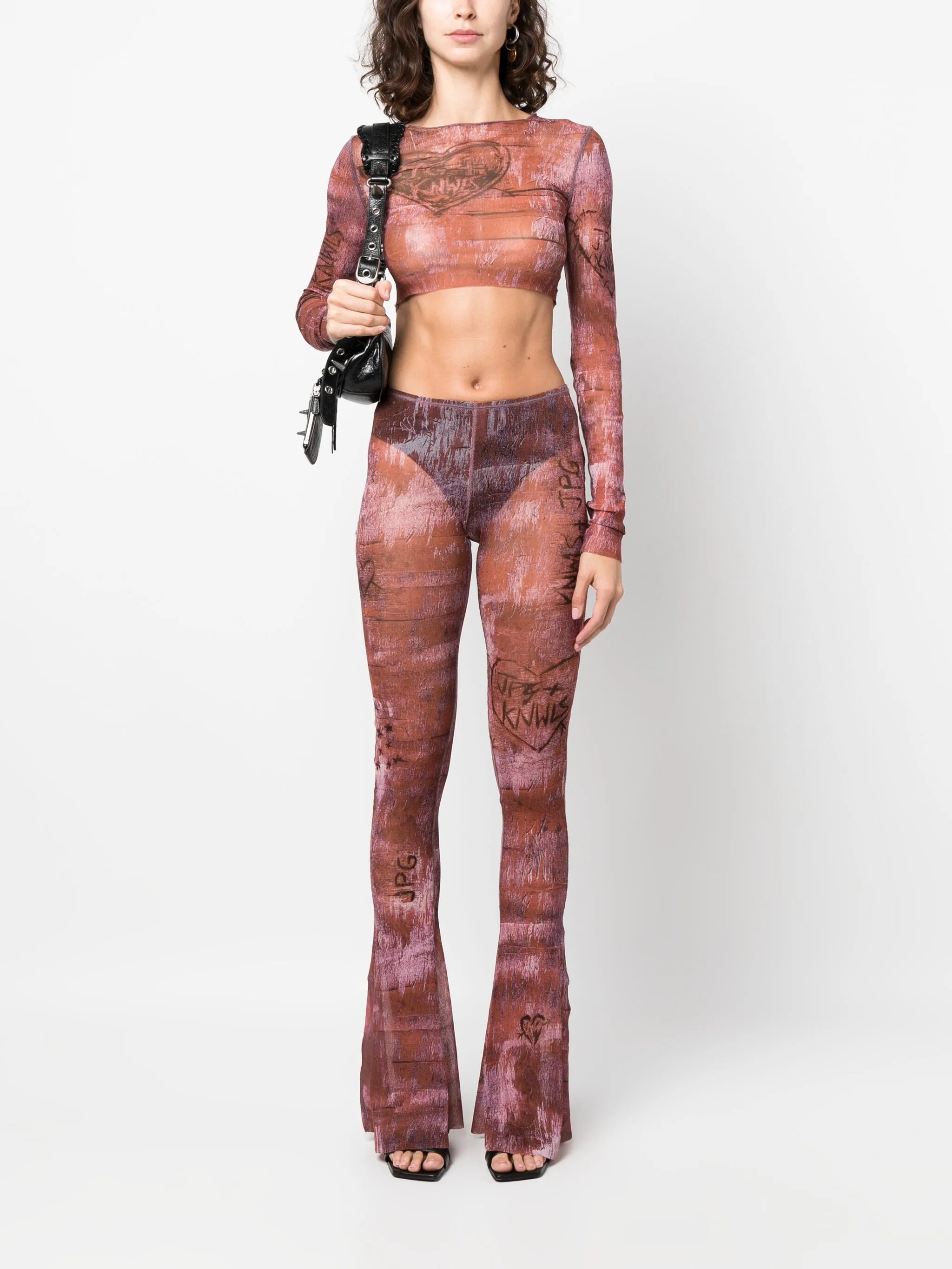 x KNWLS graphic-print cropped top