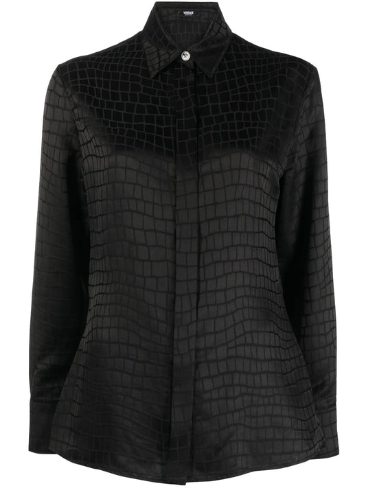 croc-devoré button-down shirt