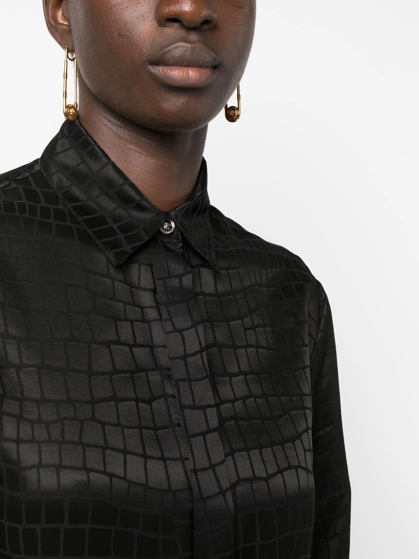 croc-devoré button-down shirt