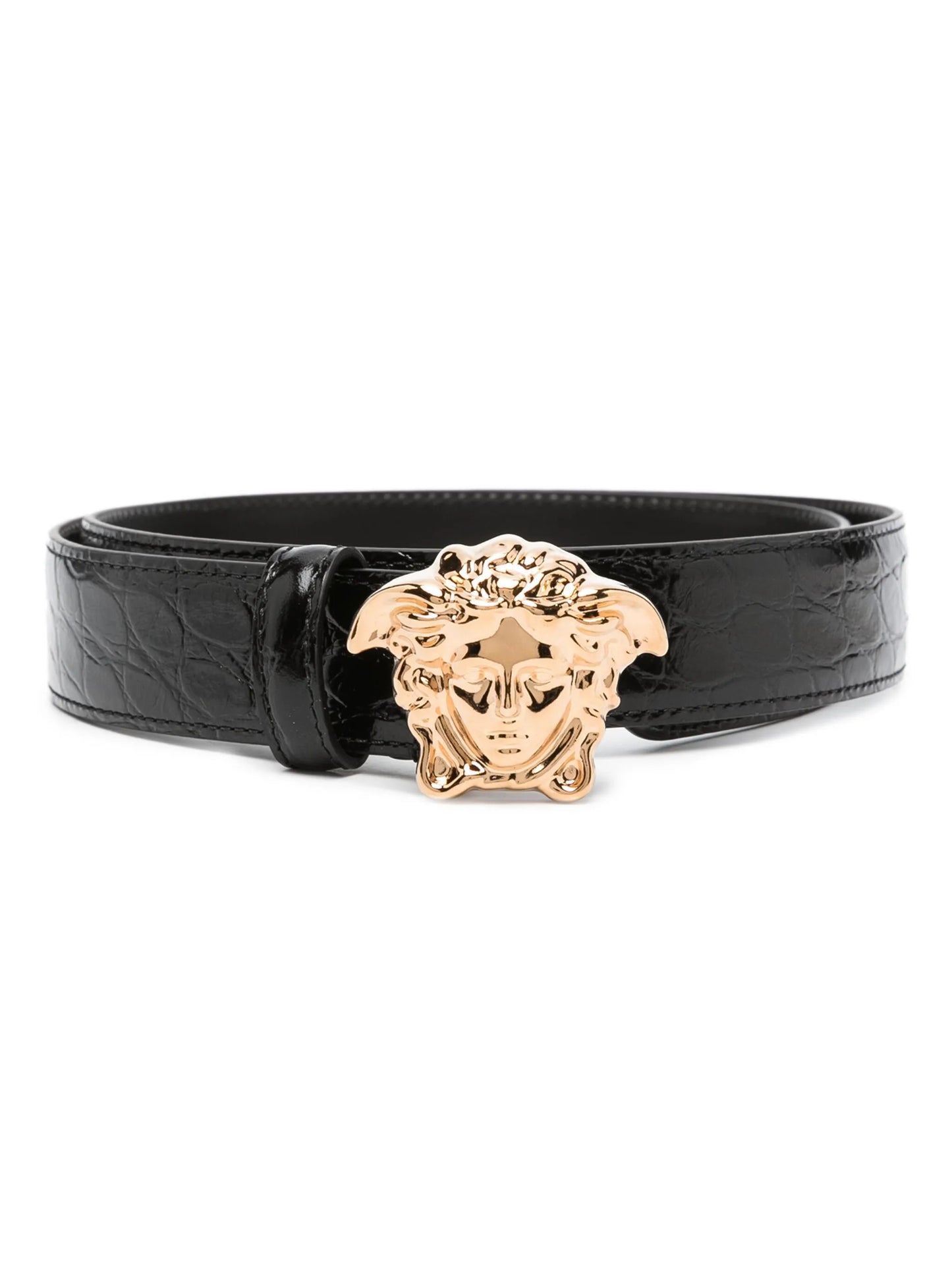 Medusa Head-motif leather belt