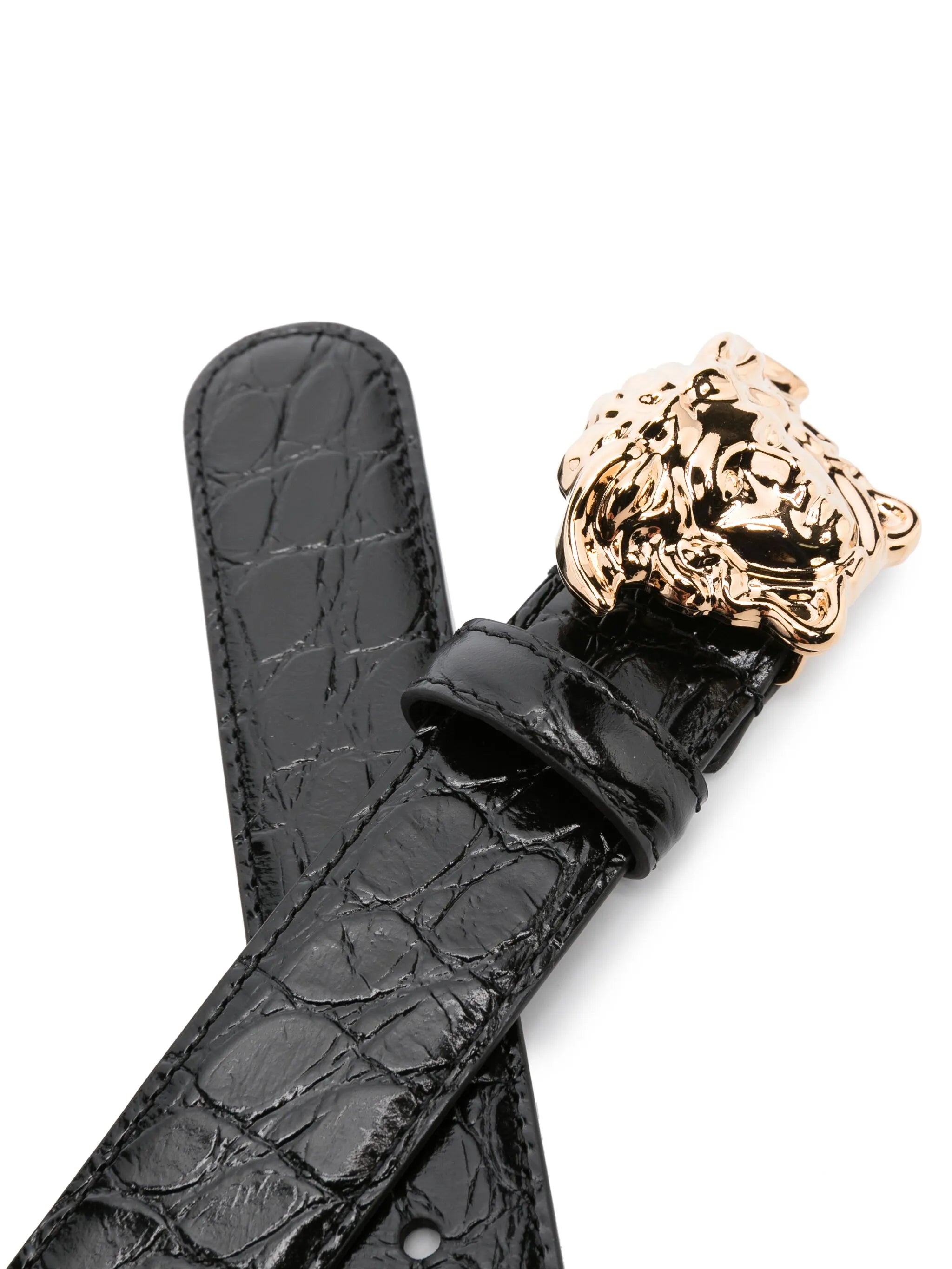 Medusa Head-motif leather belt