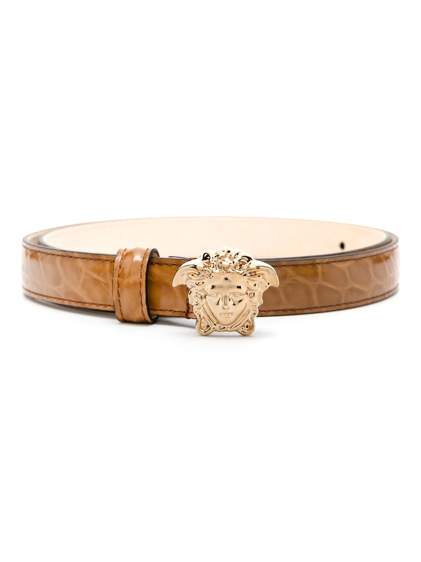 La Medusa crocodile-embossed leather belt
