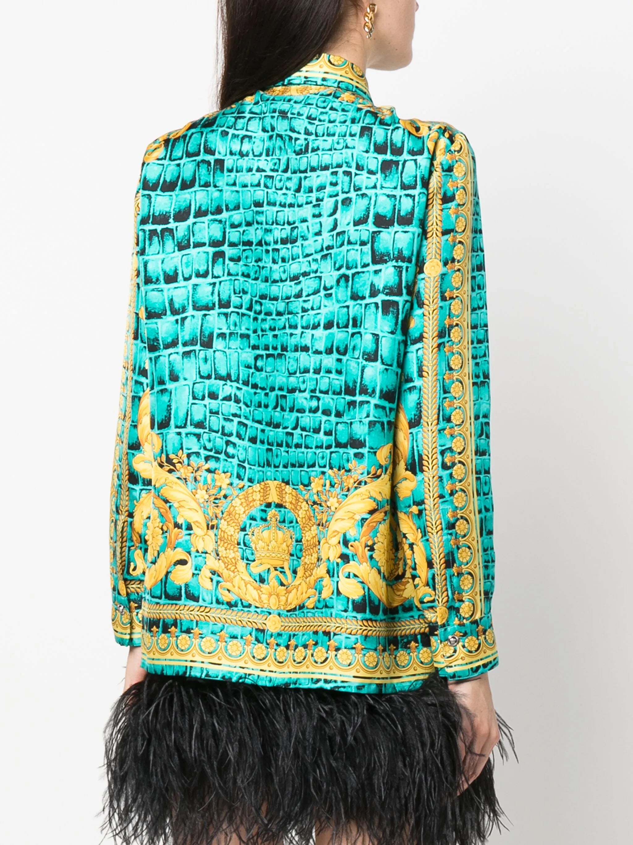 Baroccodile-print silk shirt