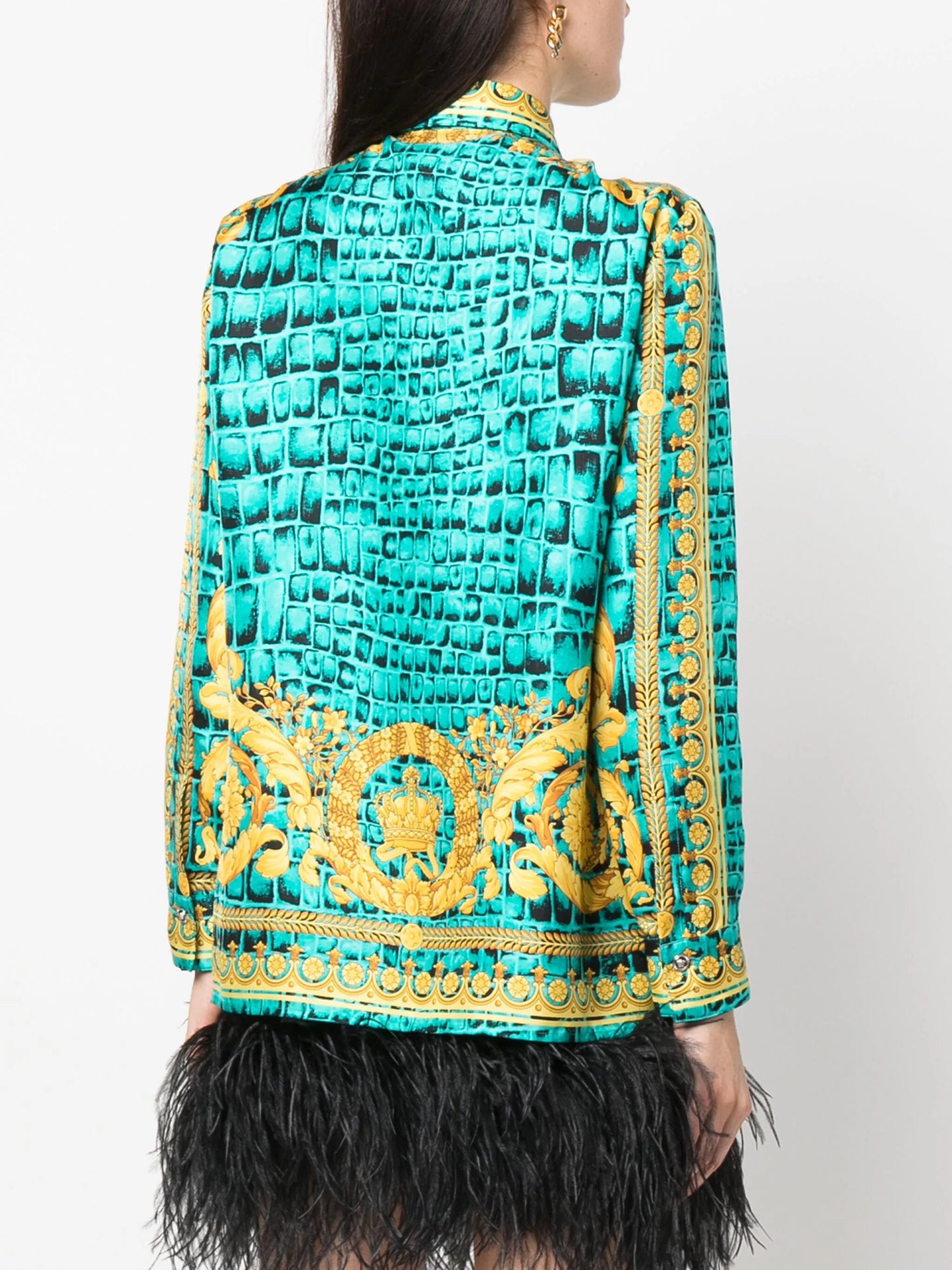 Baroccodile-print silk shirt