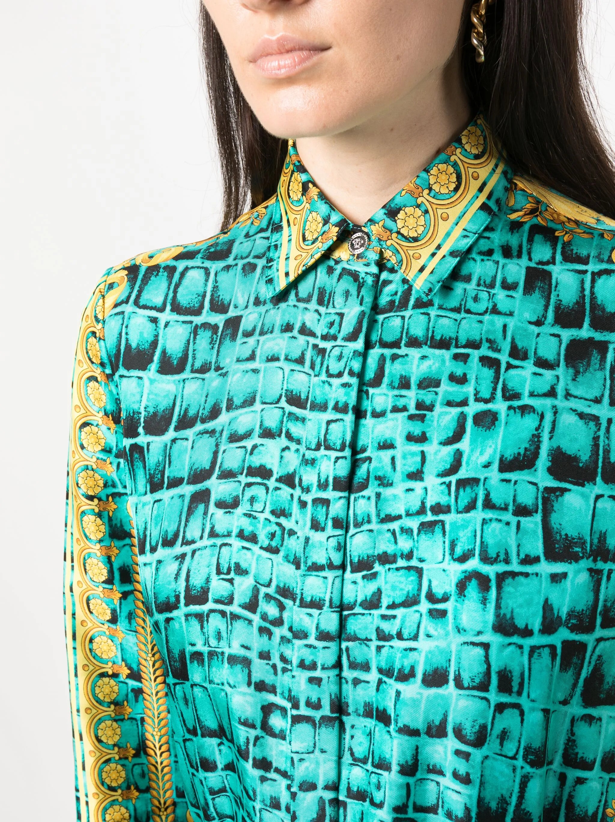 Baroccodile-print silk shirt