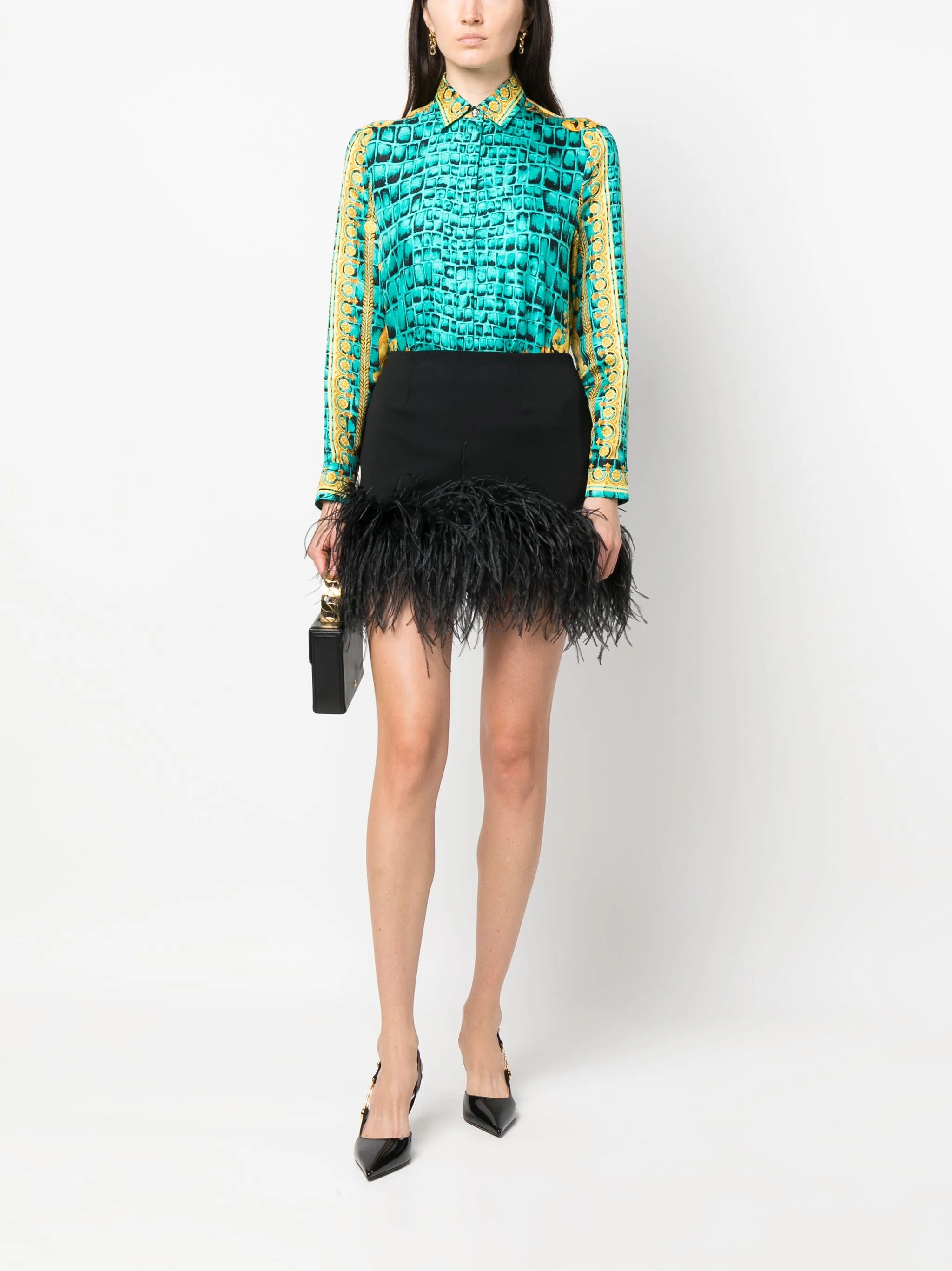 Baroccodile-print silk shirt