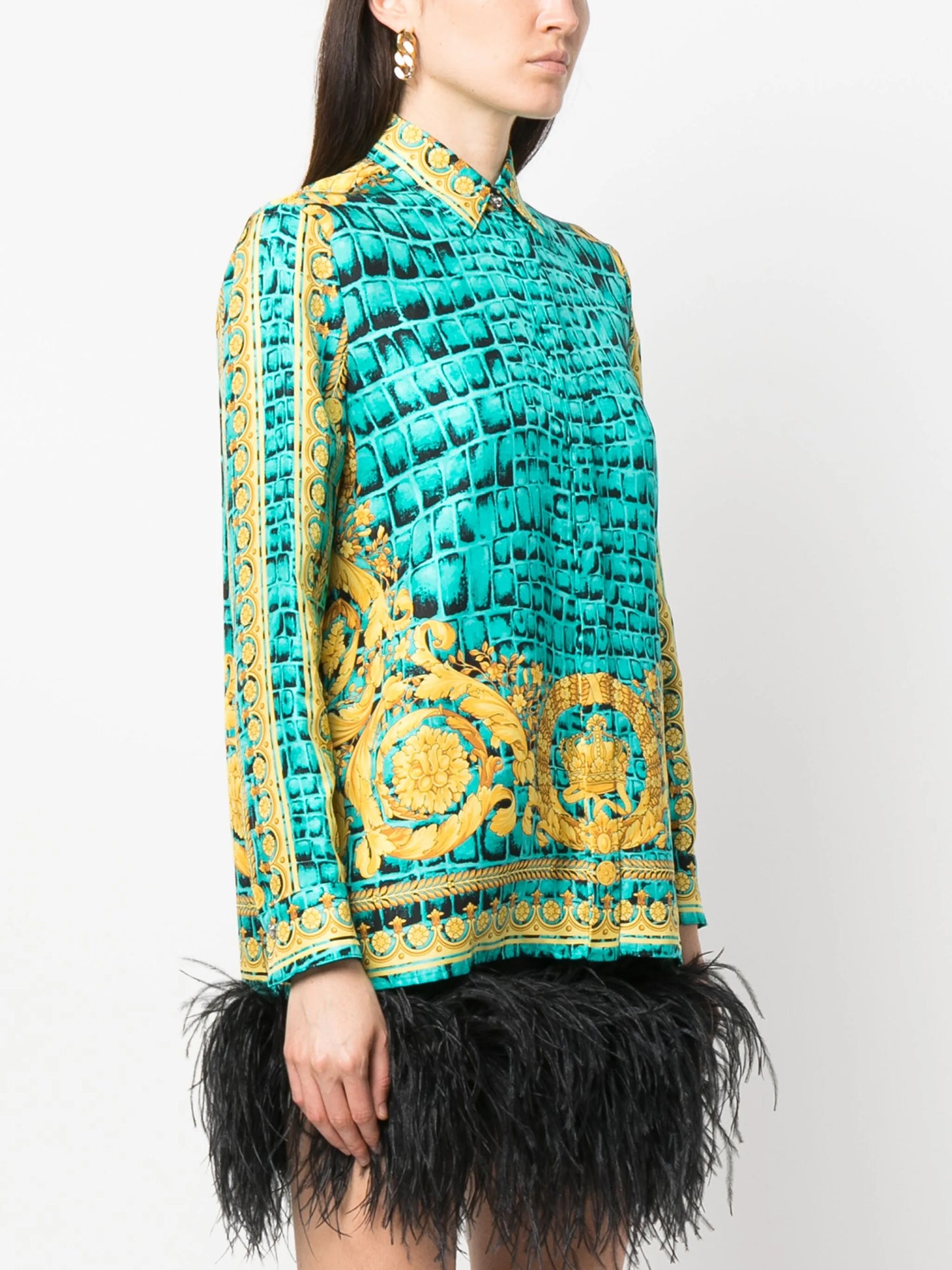 Baroccodile-print silk shirt