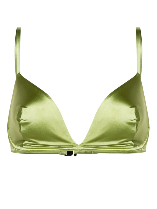 The Triangle satin bikini top