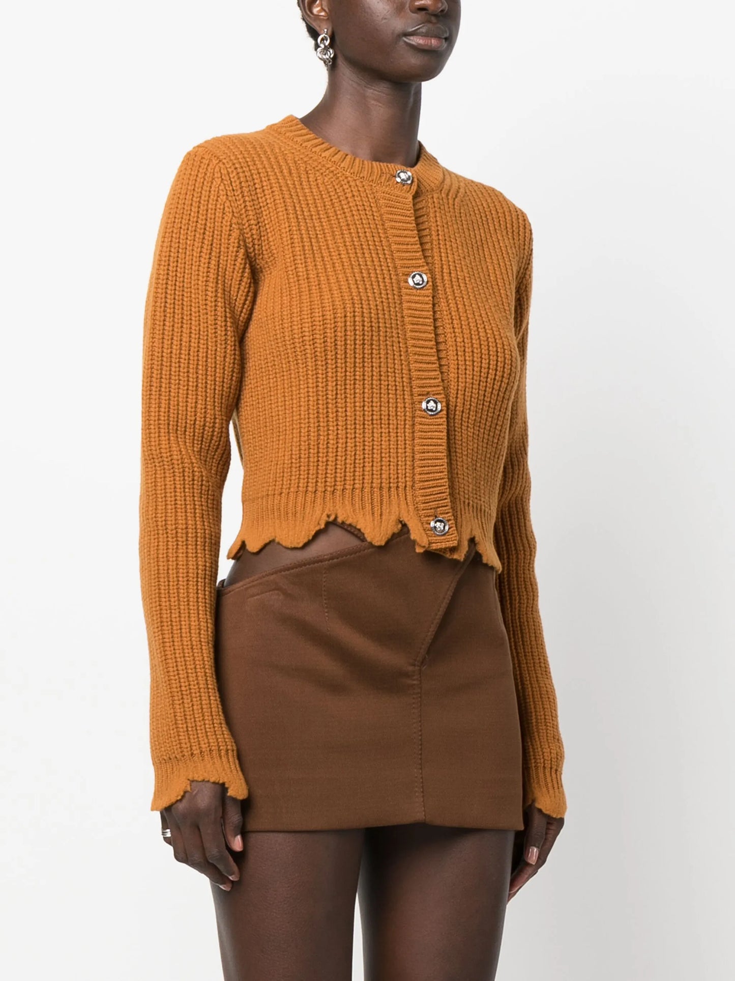 distressed wool cardigan