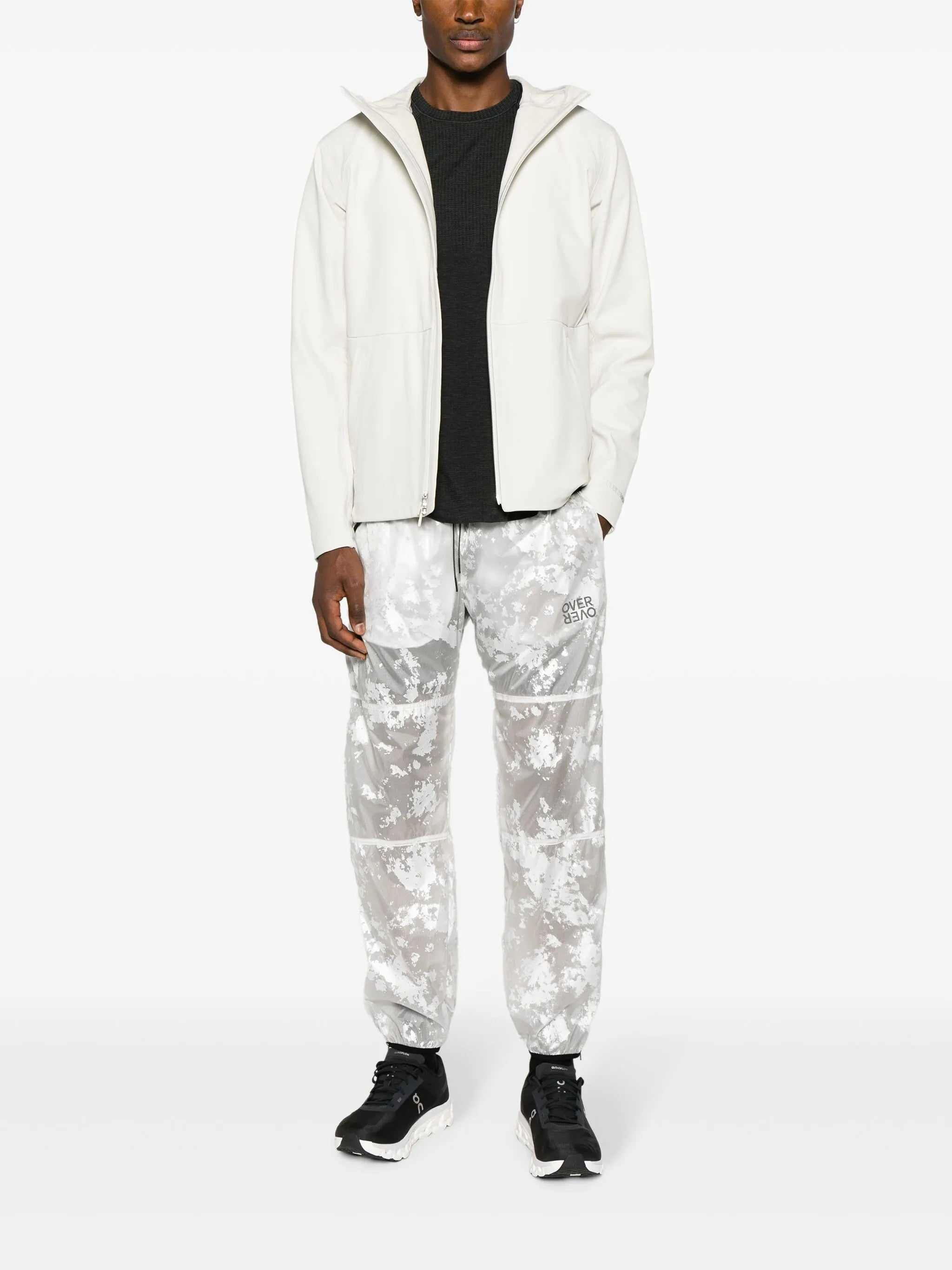 foil-print drawstring track pants