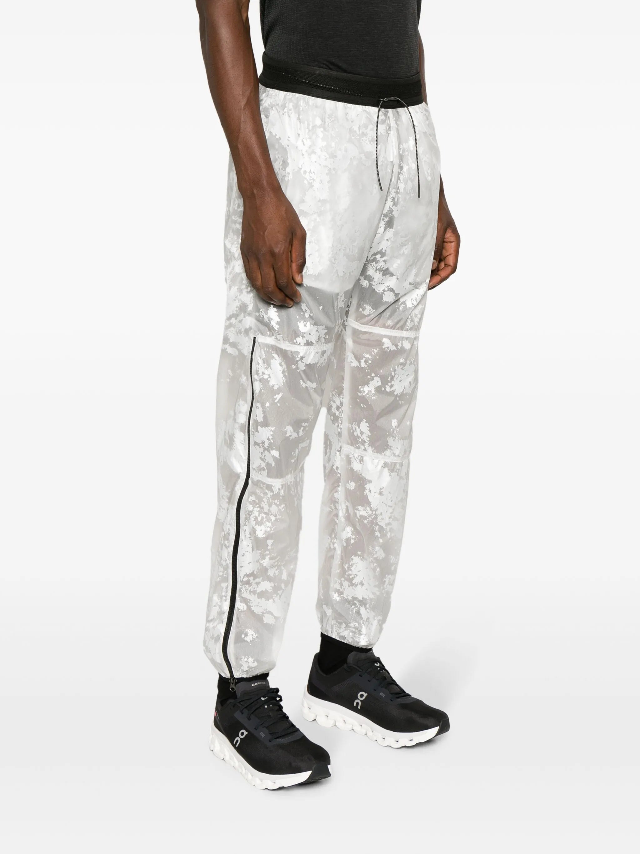 foil-print drawstring track pants