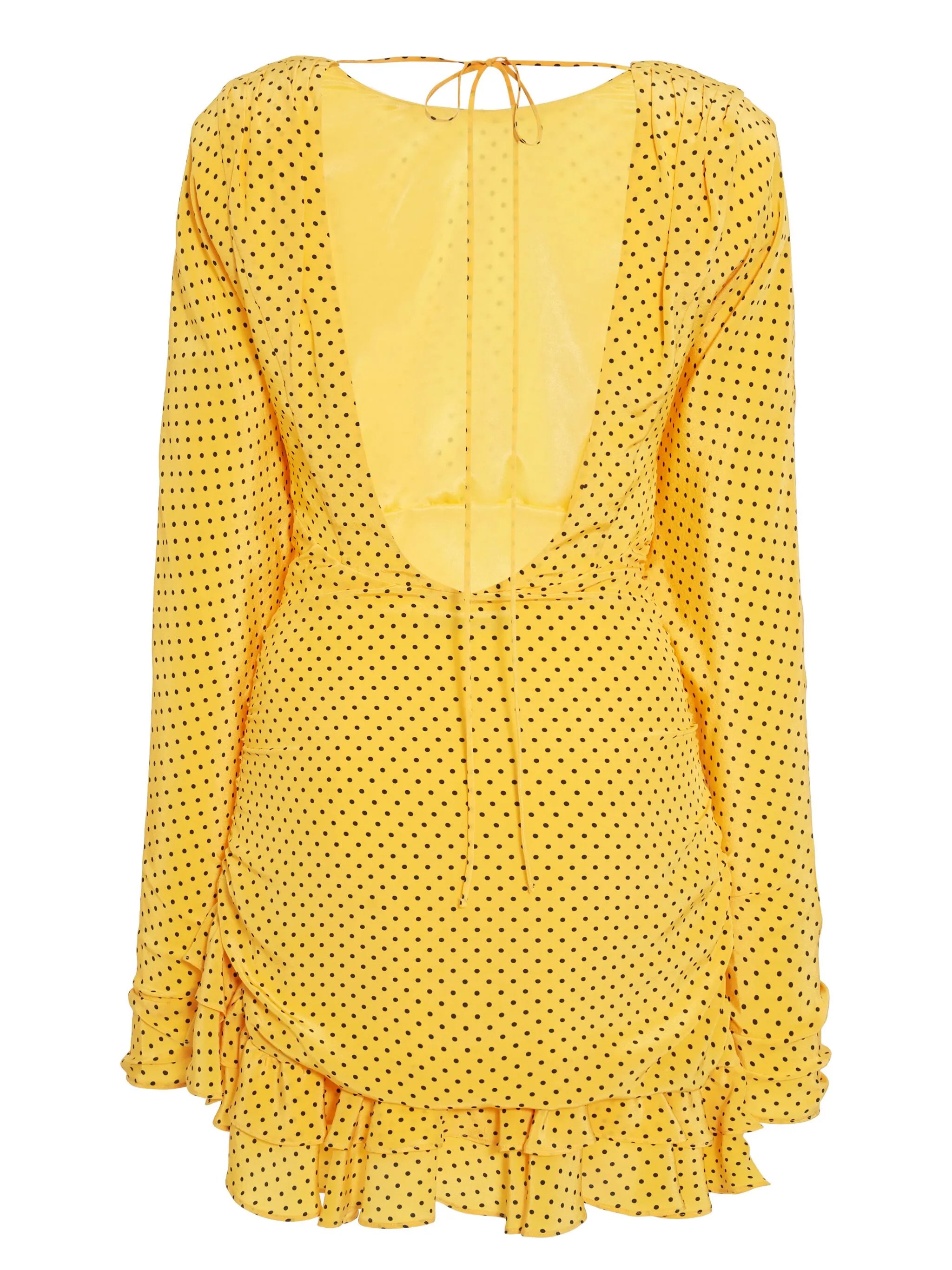 polka-dot ruched silk minidress