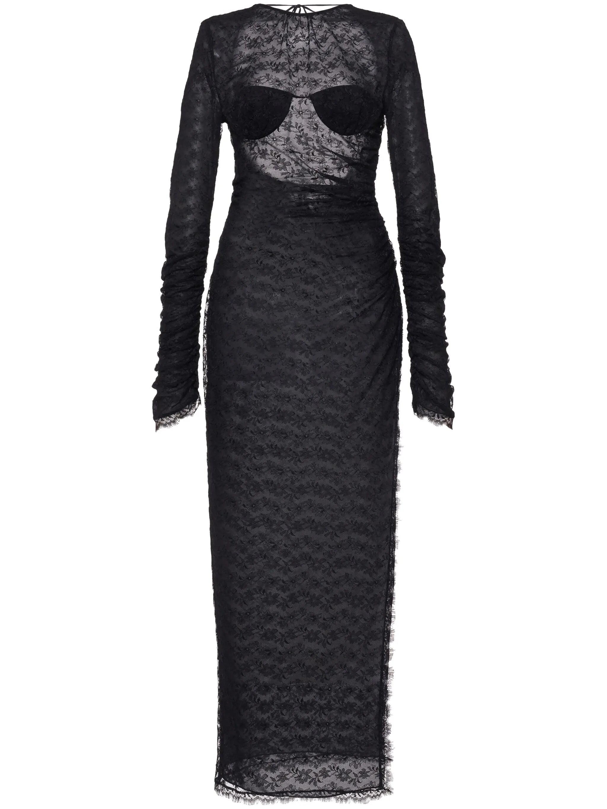 open-back silk lace dress