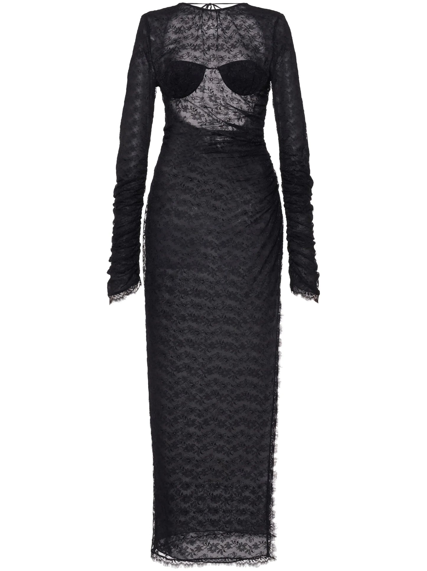 open-back silk lace dress