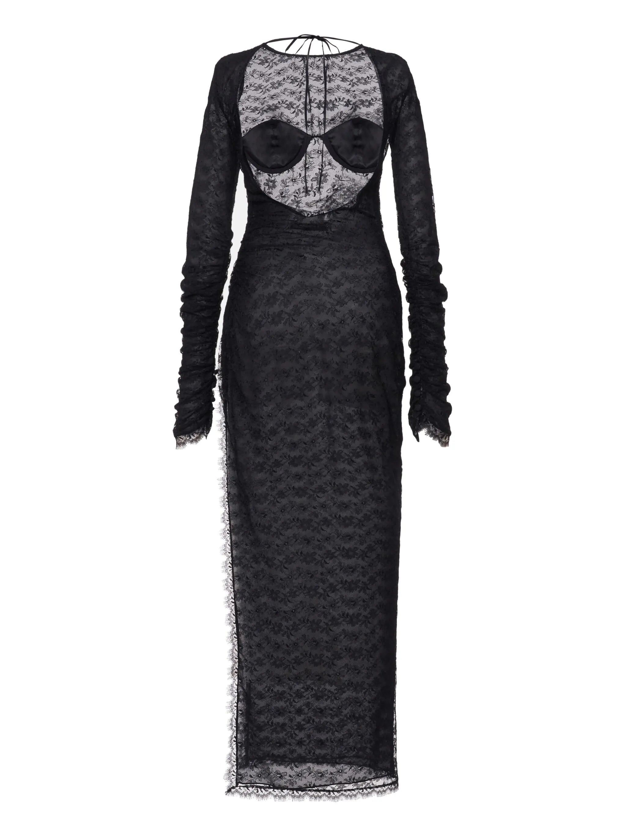 open-back silk lace dress