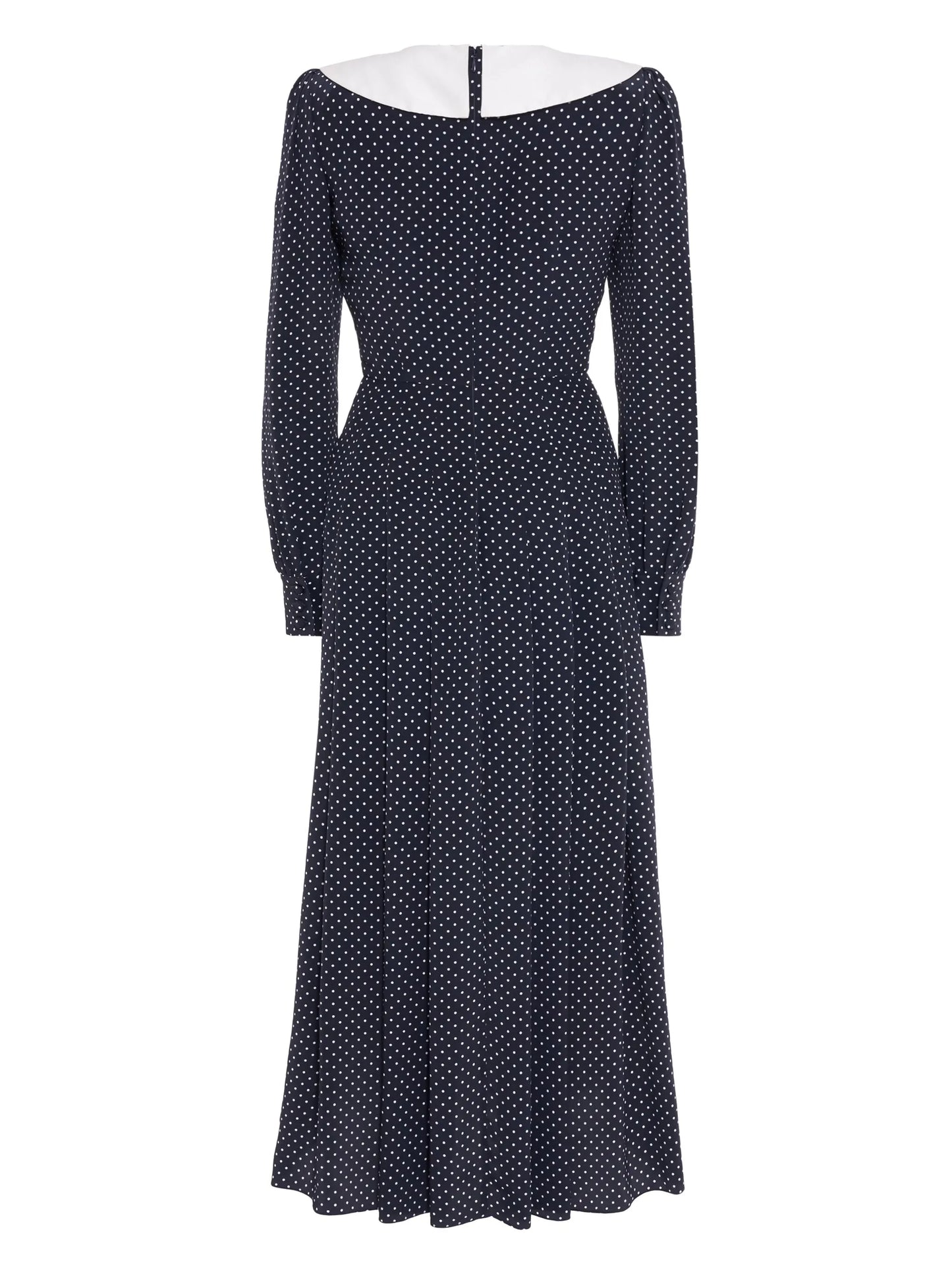polka-dot pleated silk midi dress