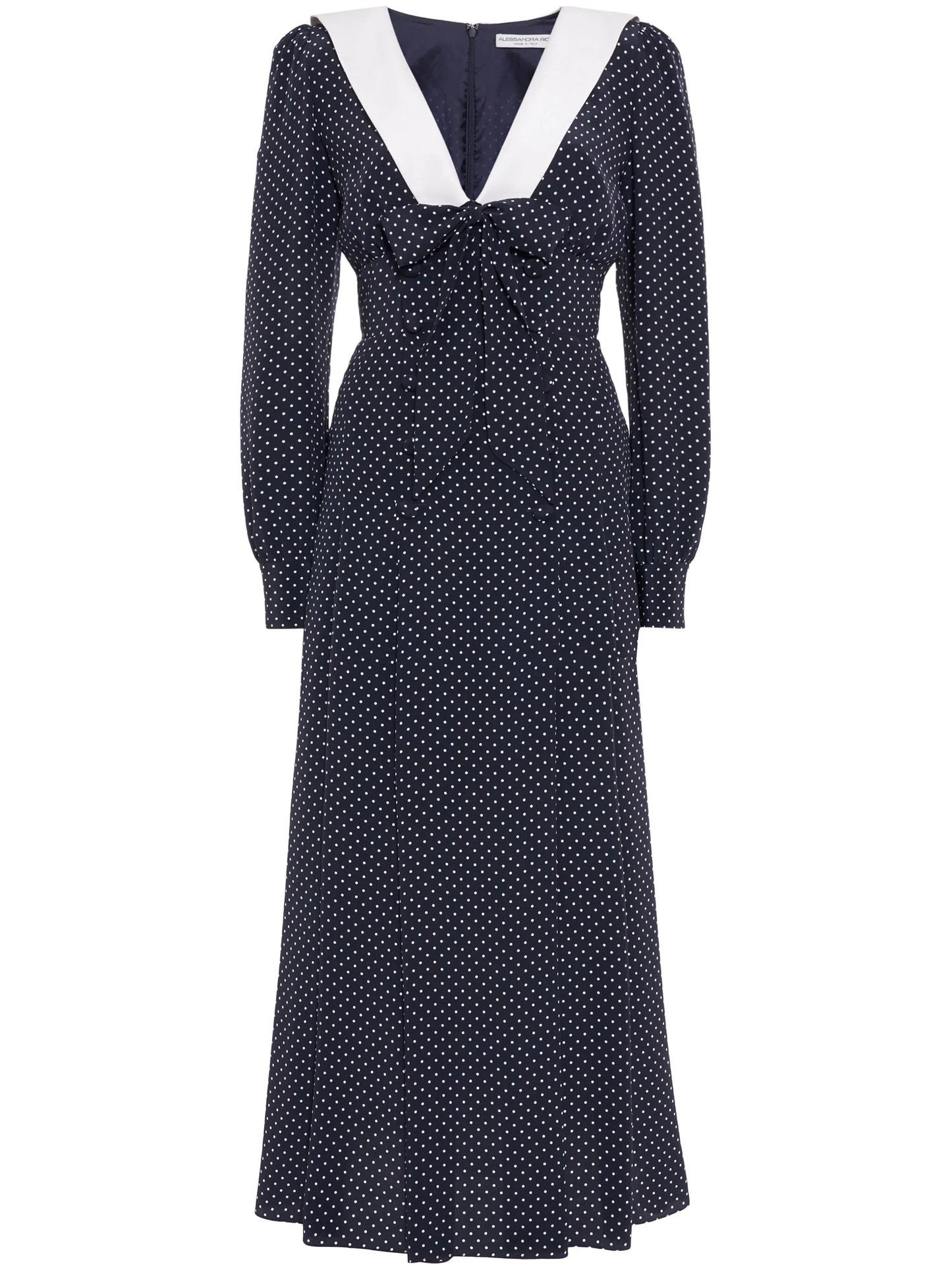polka-dot pleated silk midi dress