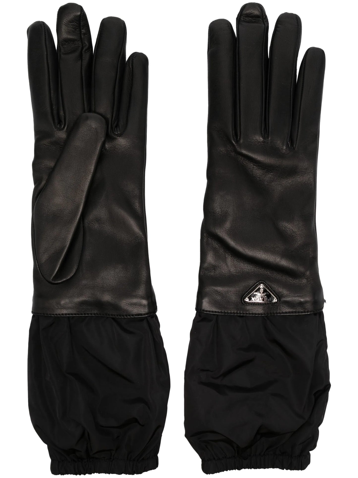 enamel-logo leather gloves