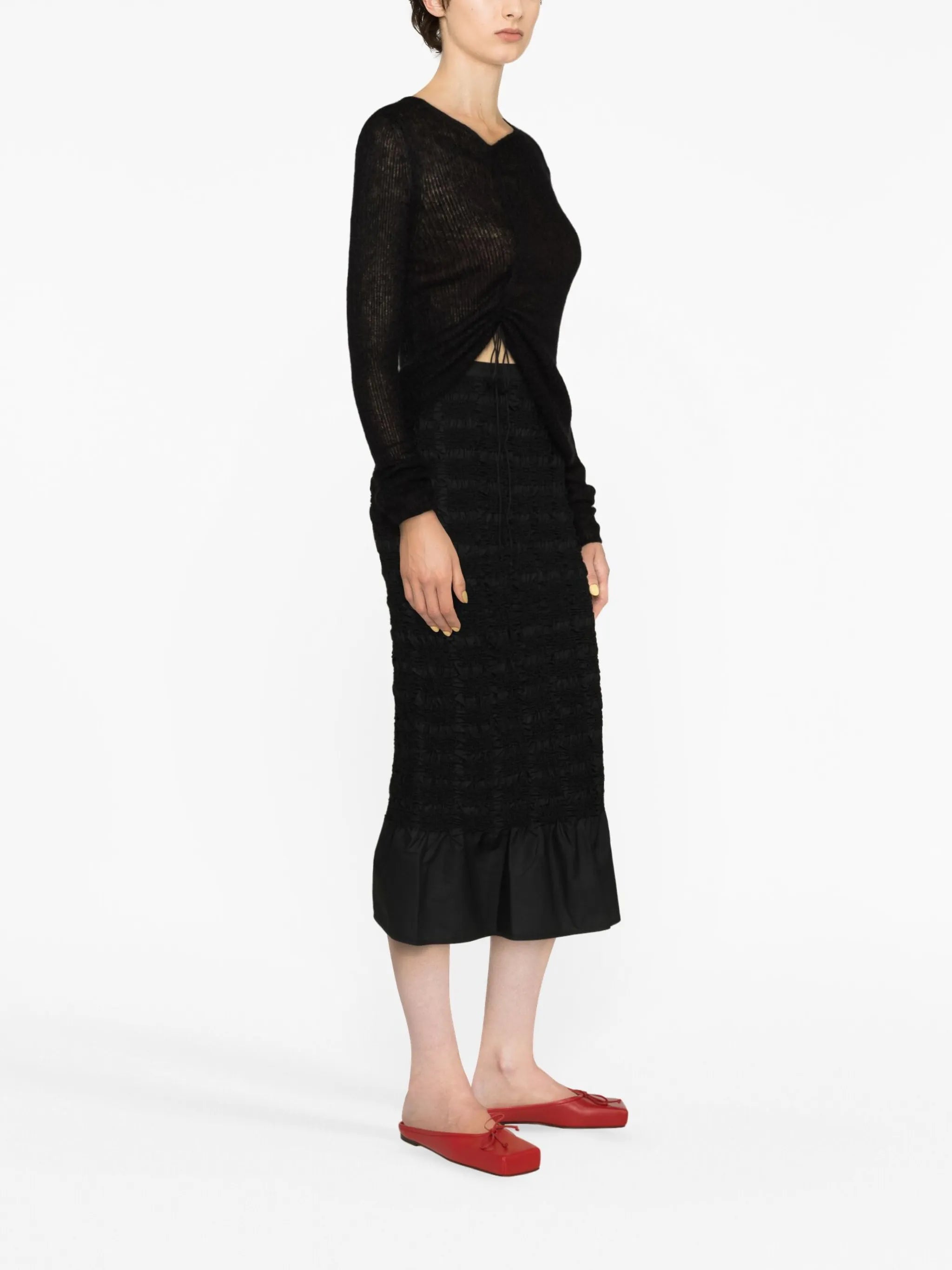 Ugne smocked midi skirt