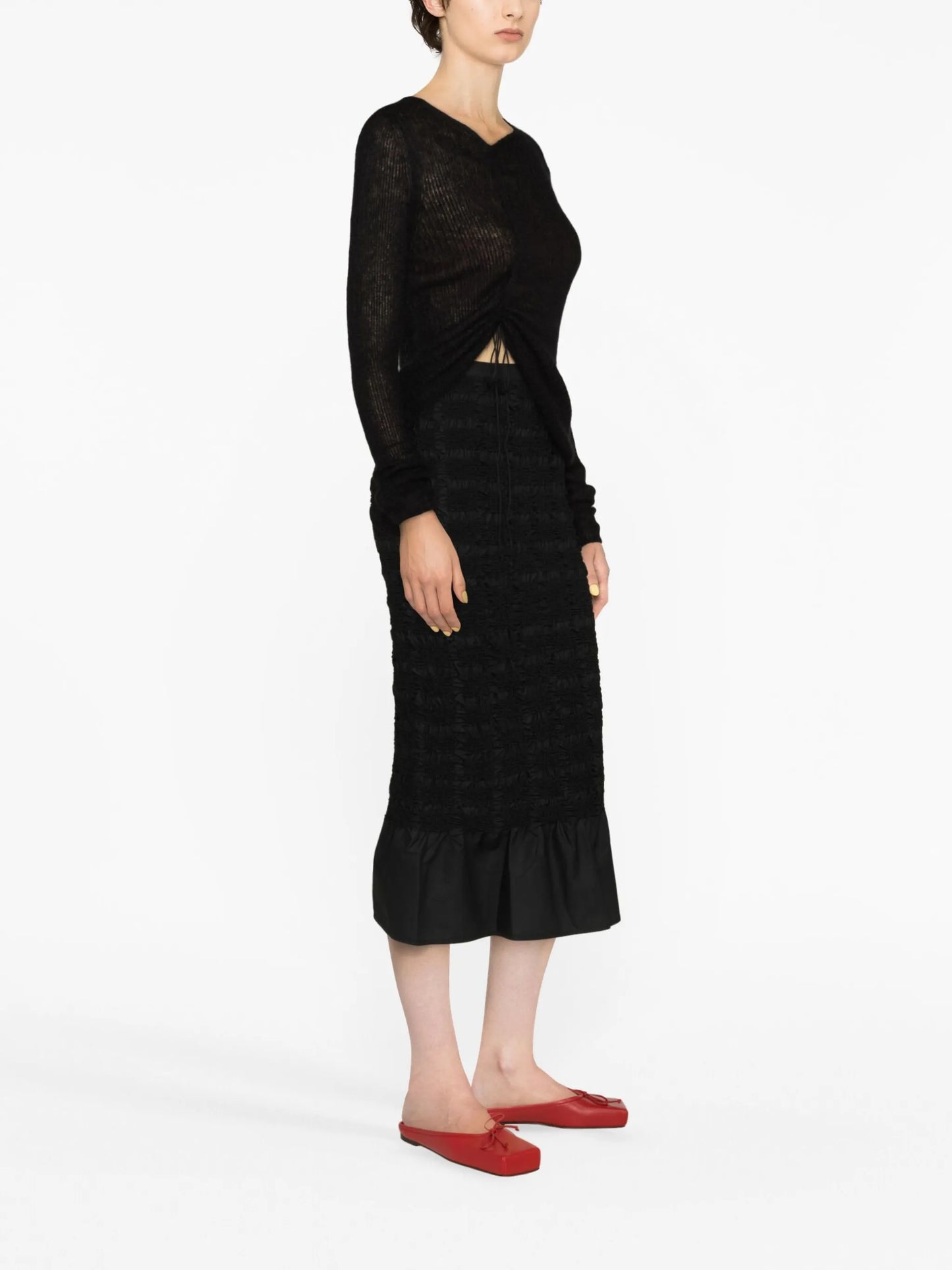 Ugne smocked midi skirt
