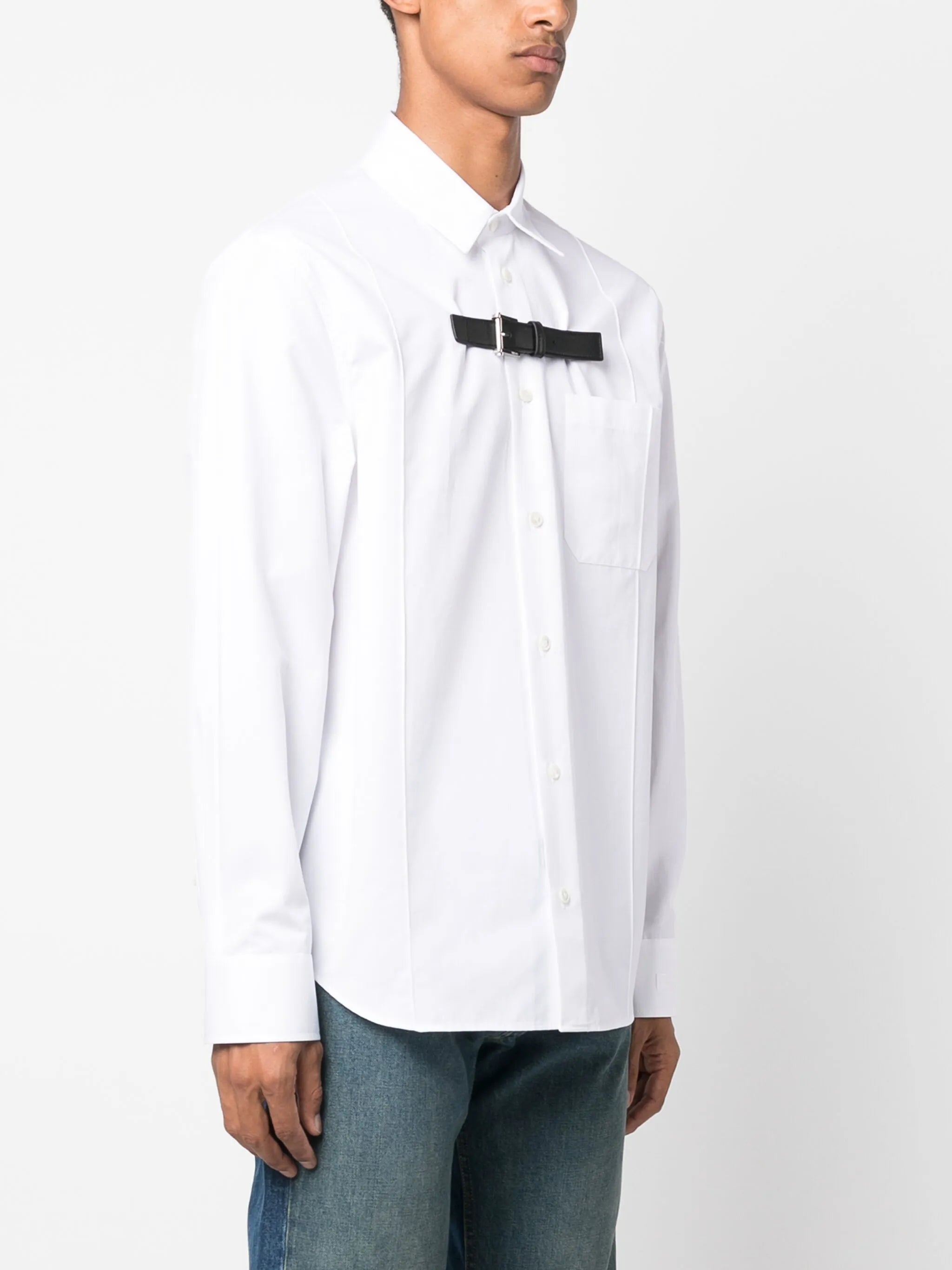 buckle-detail cotton shirt