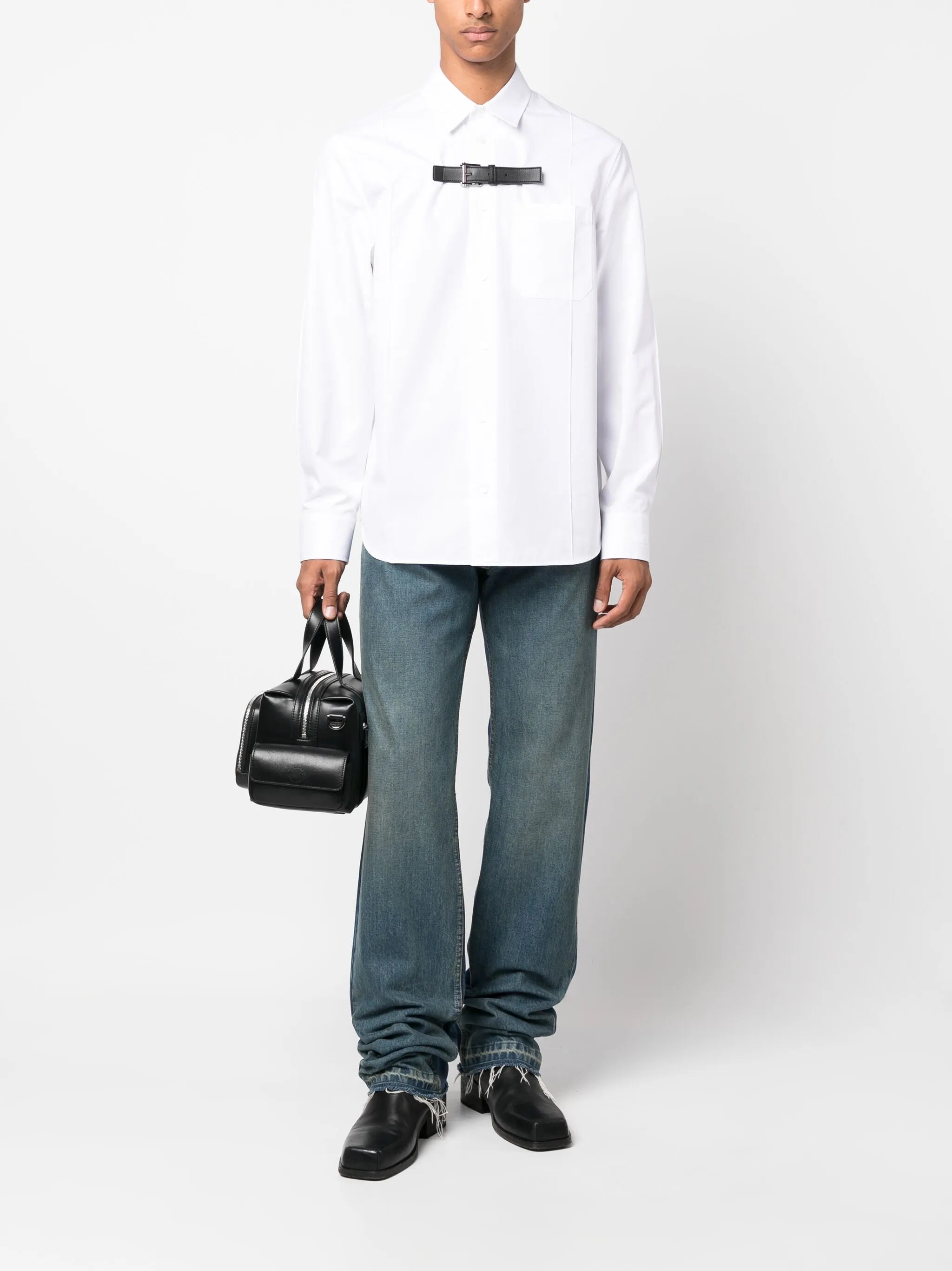buckle-detail cotton shirt