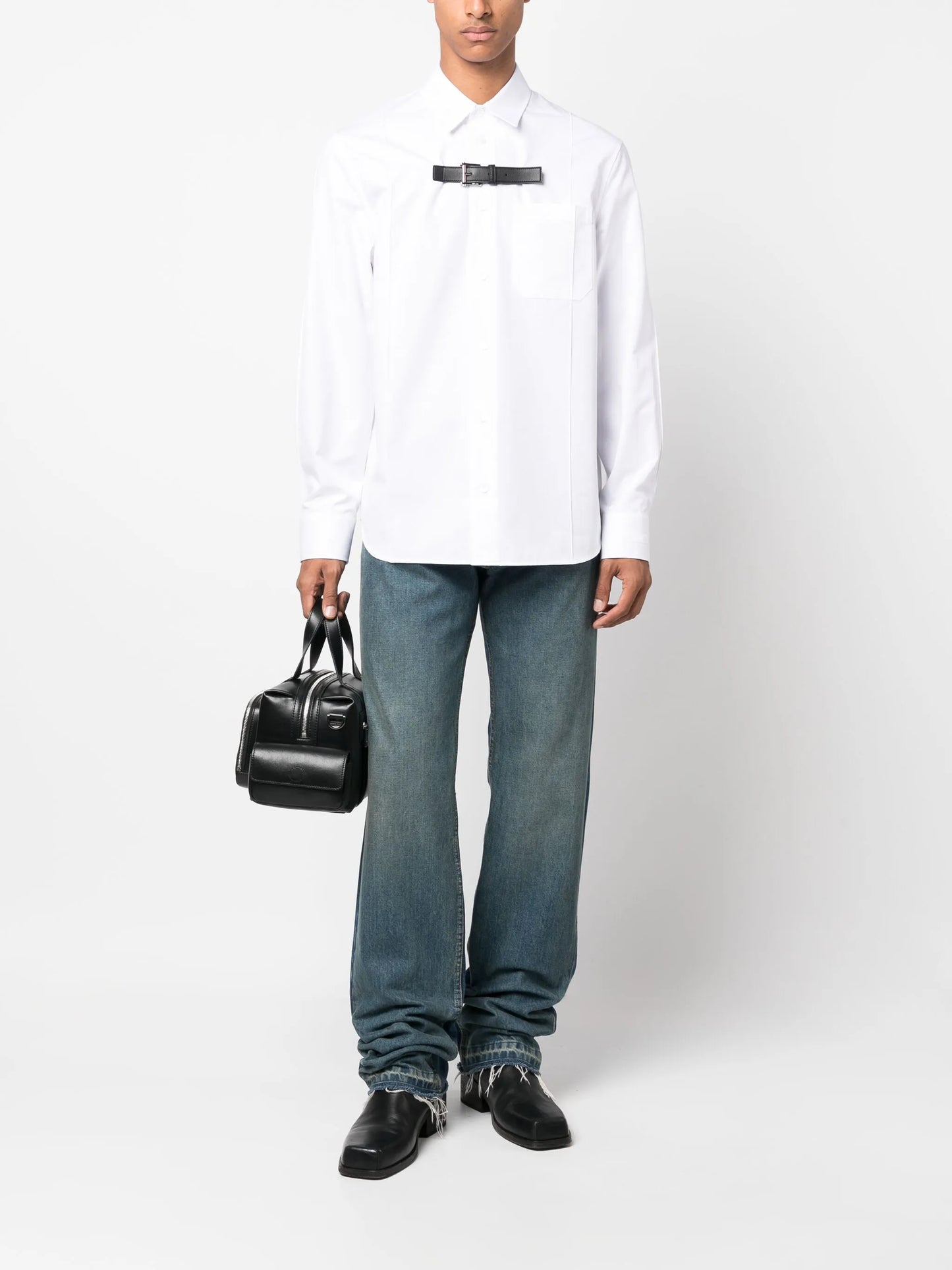 buckle-detail cotton shirt