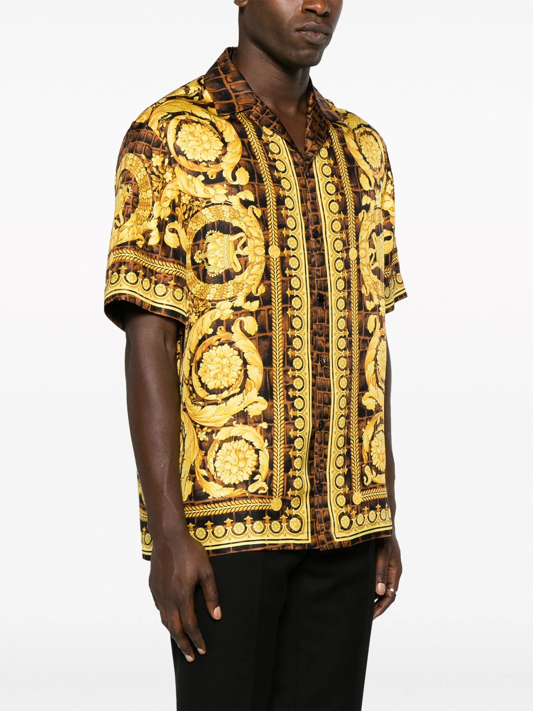 Baroccodile-print silk shirt