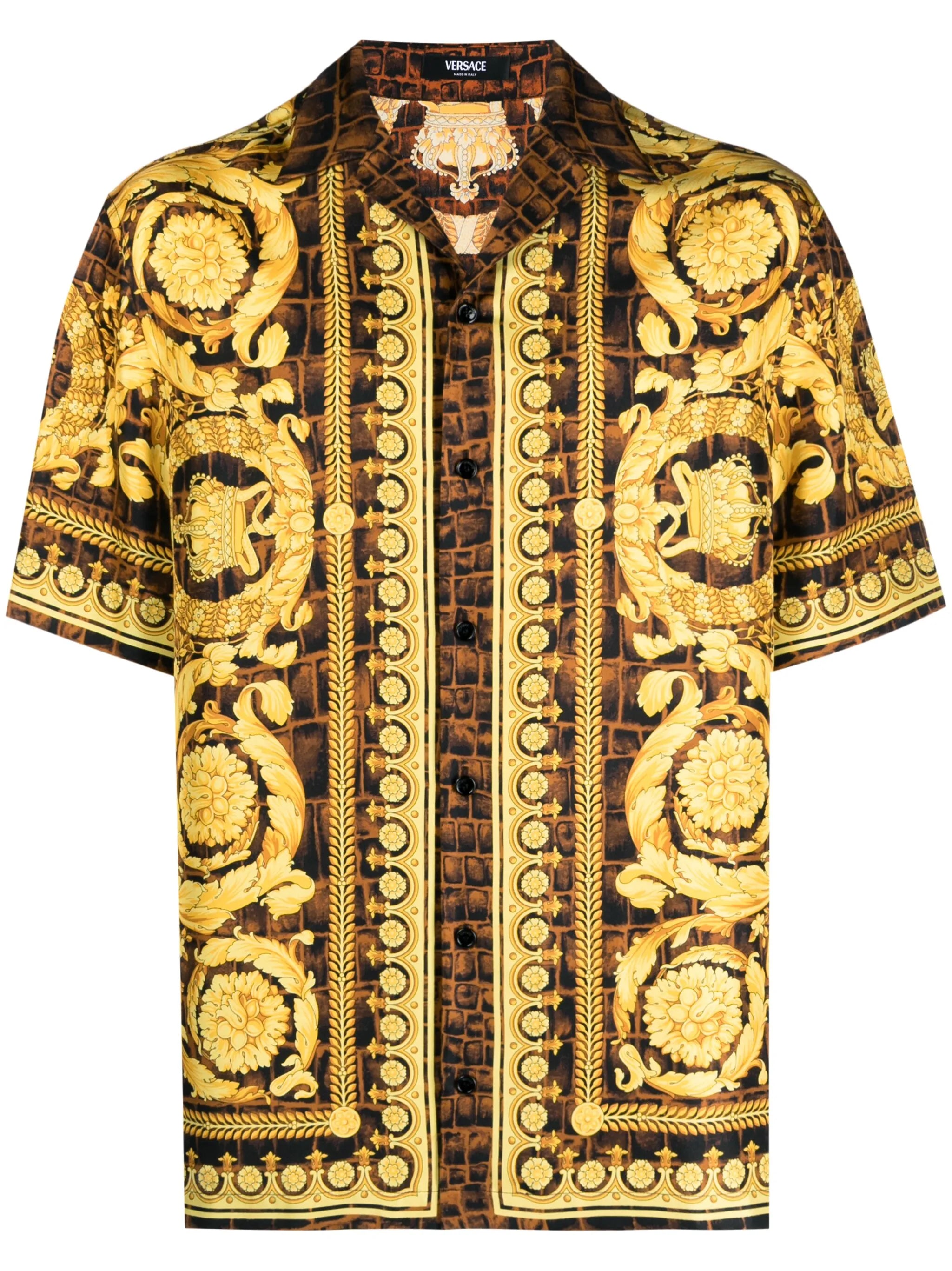 Baroccodile-print silk shirt