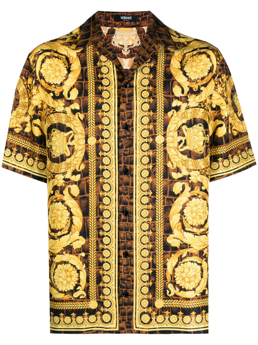 Baroccodile-print silk shirt