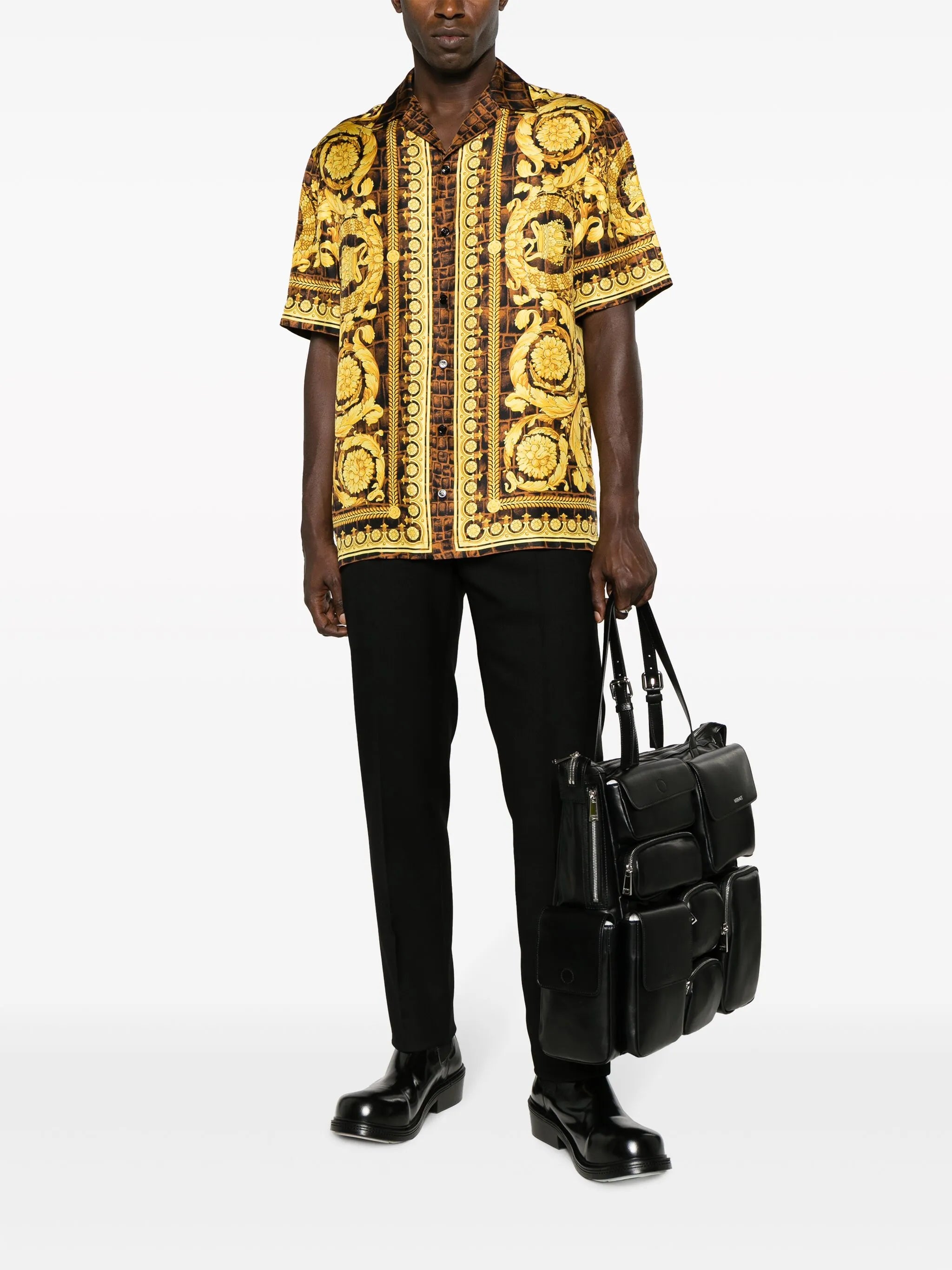 Baroccodile-print silk shirt