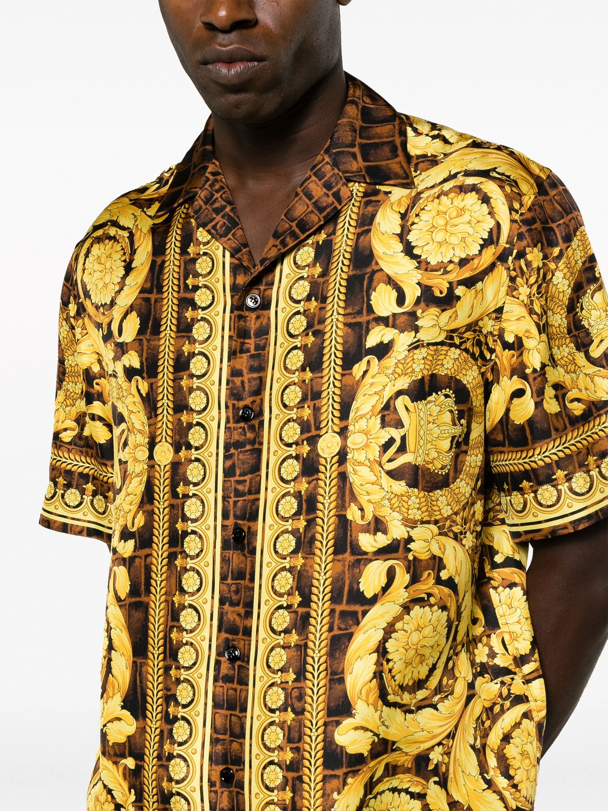 Baroccodile-print silk shirt