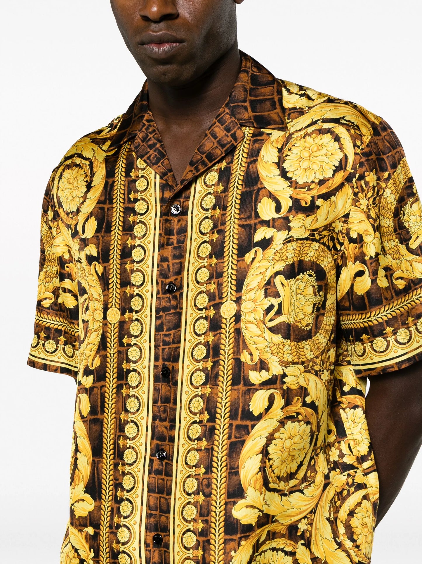 Baroccodile-print silk shirt