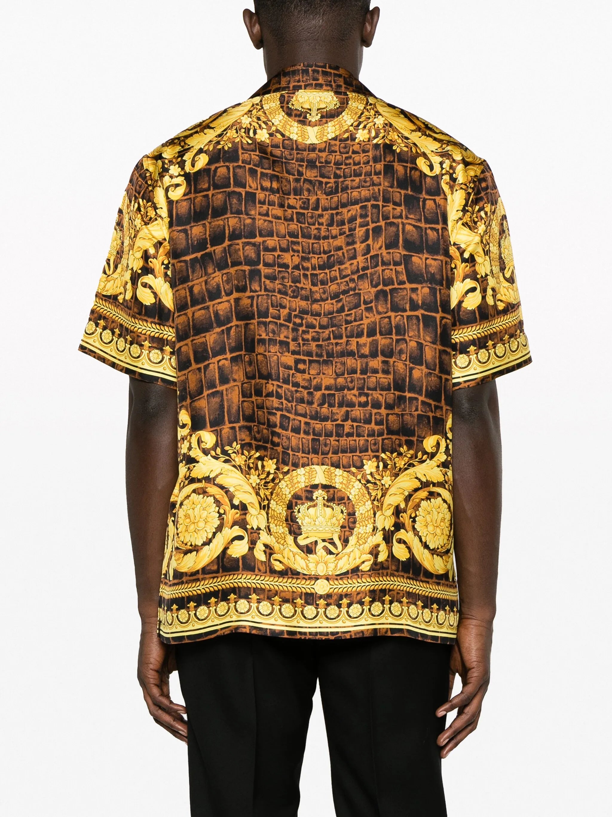 Baroccodile-print silk shirt