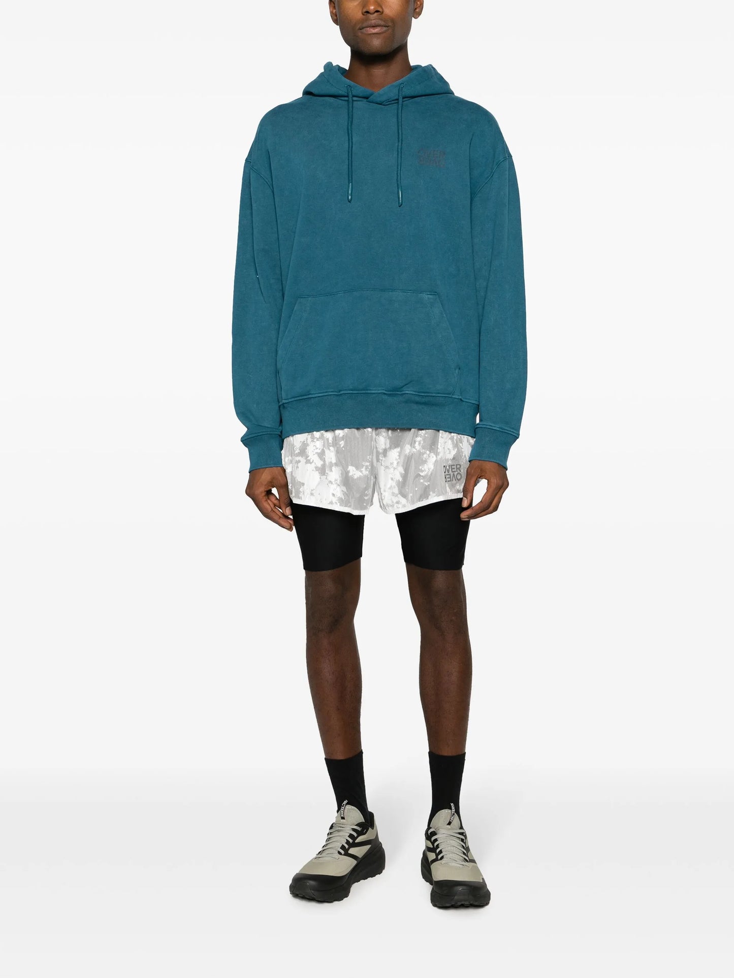 logo-print layered shorts