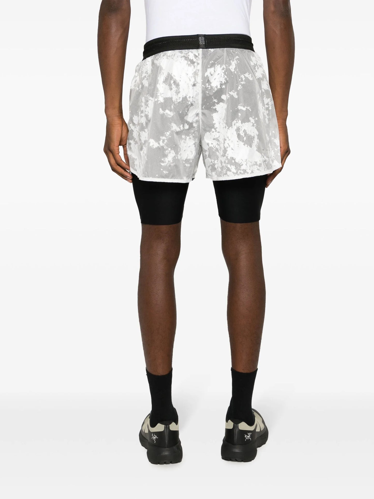 logo-print layered shorts