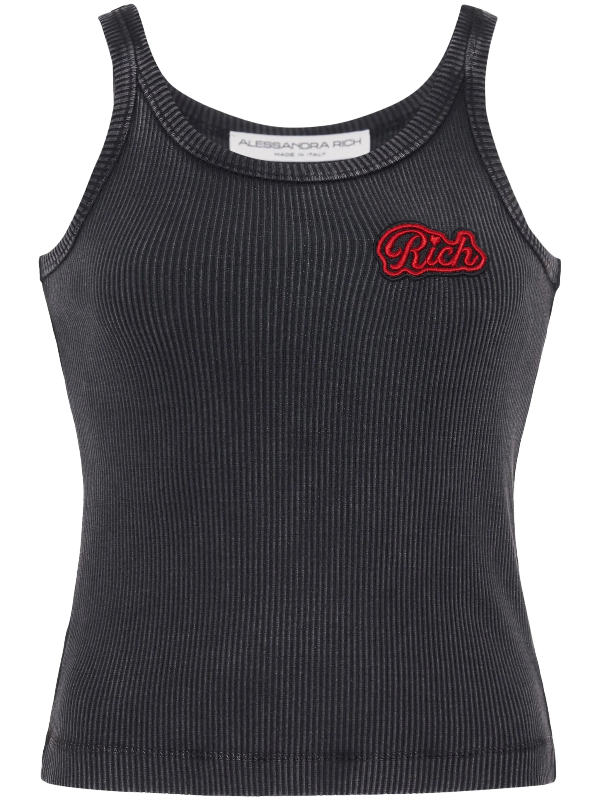 logo-appliqué ribbed tank top