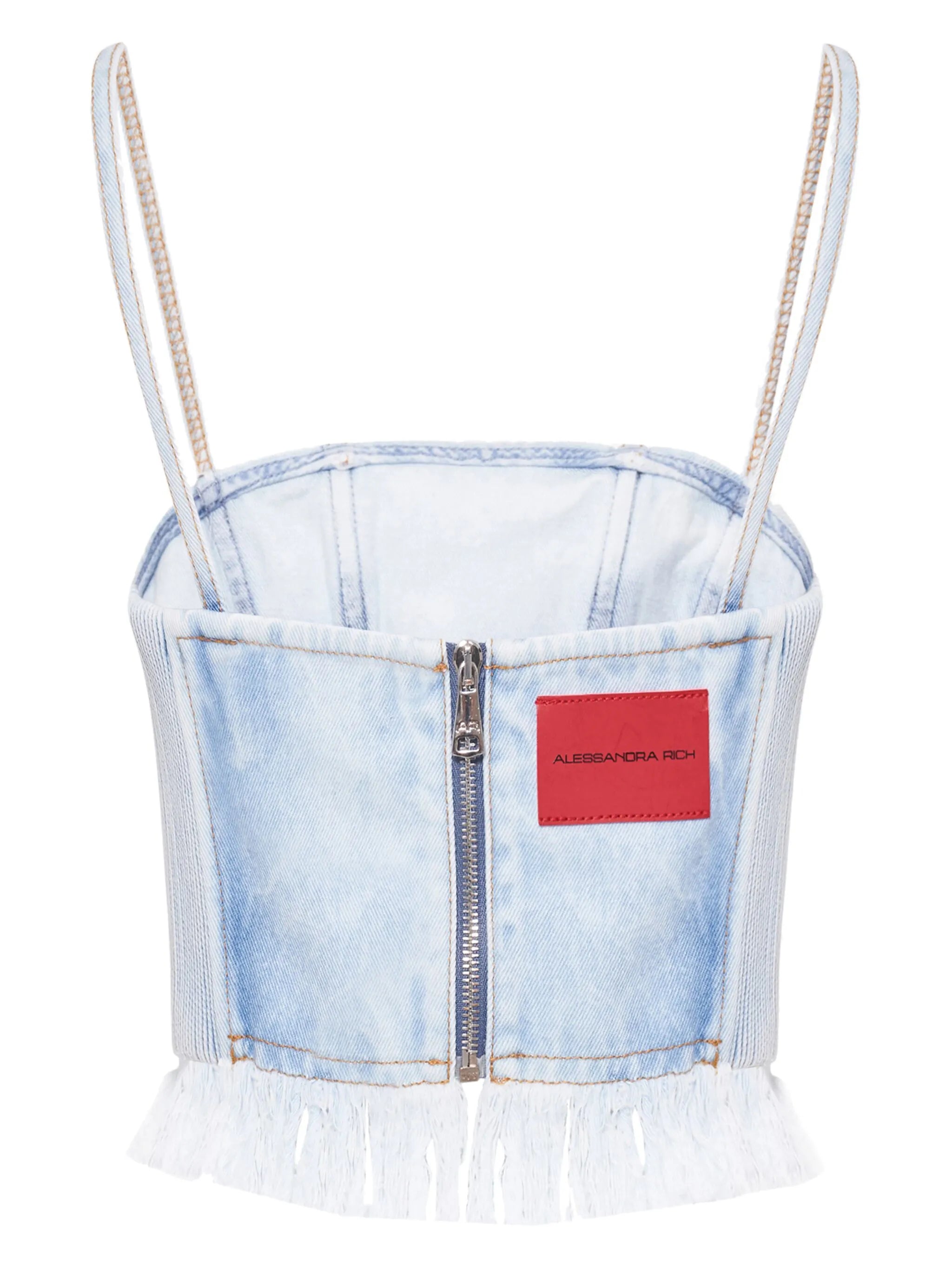 ruffle-trim denim corset top