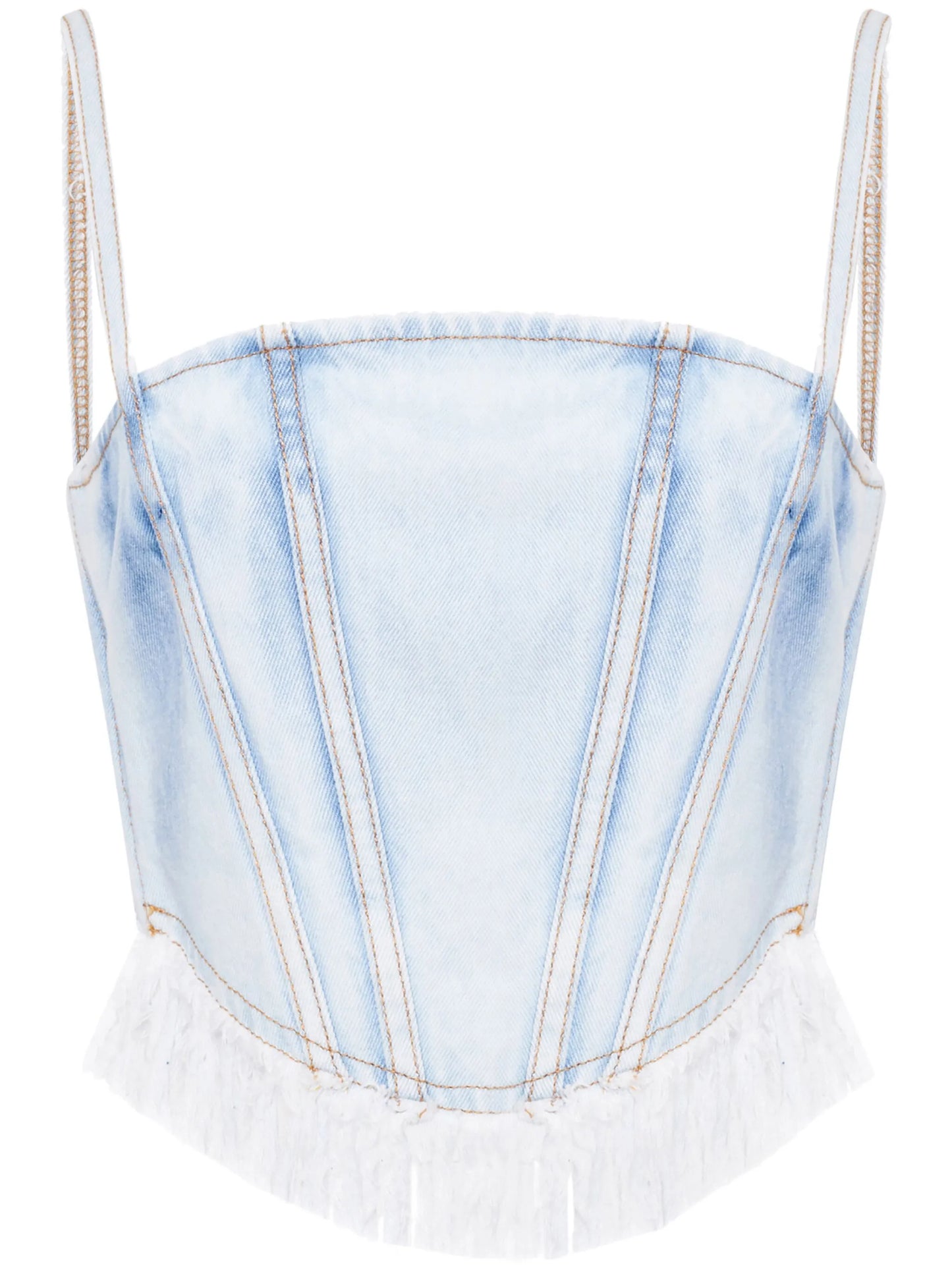 ruffle-trim denim corset top