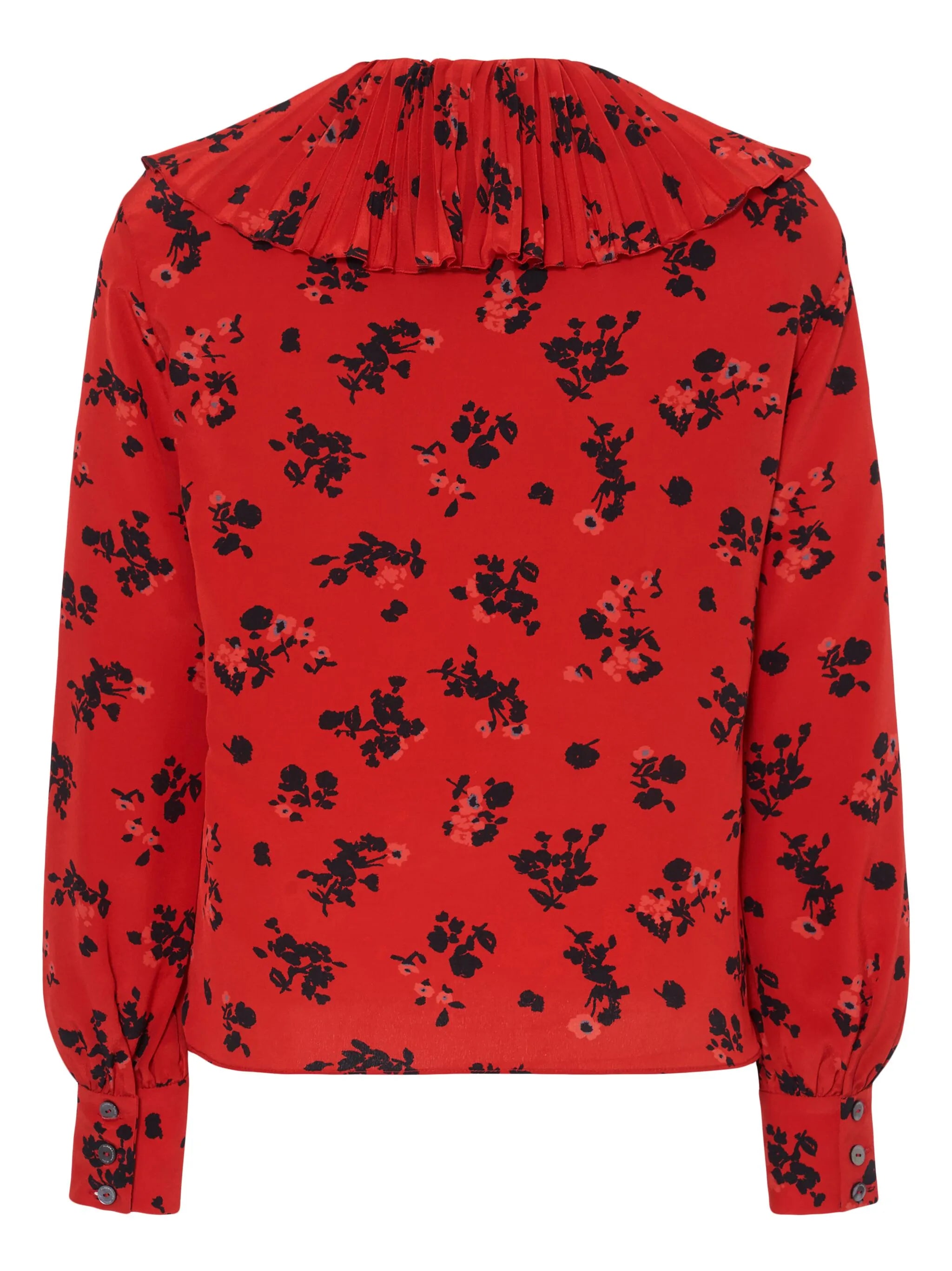 floral-print silk blouse