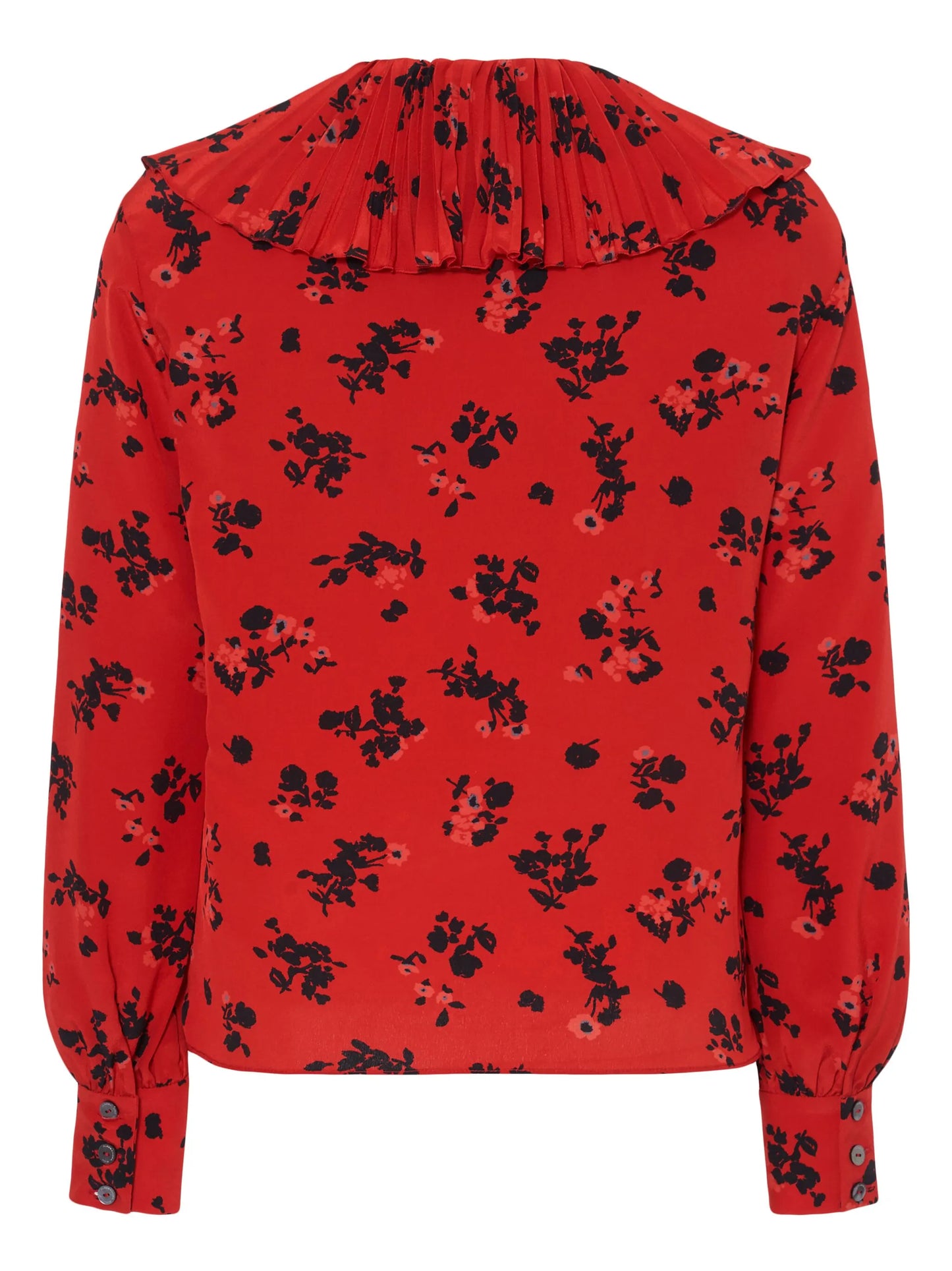 floral-print silk blouse