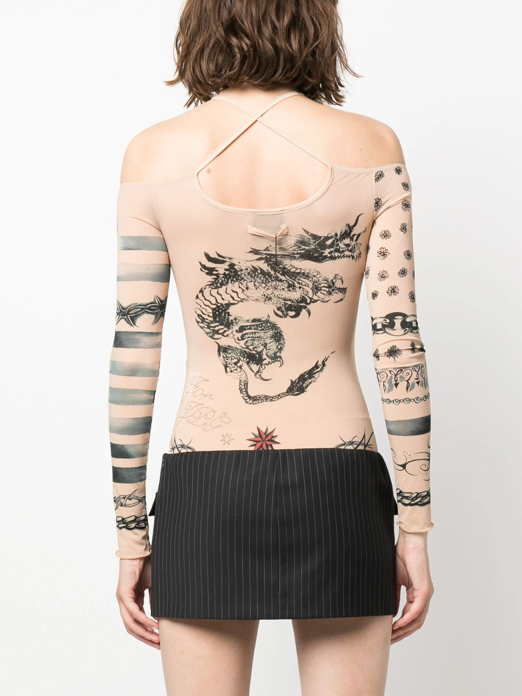 x KNWLS tattoo-print long-sleeve bodysuit
