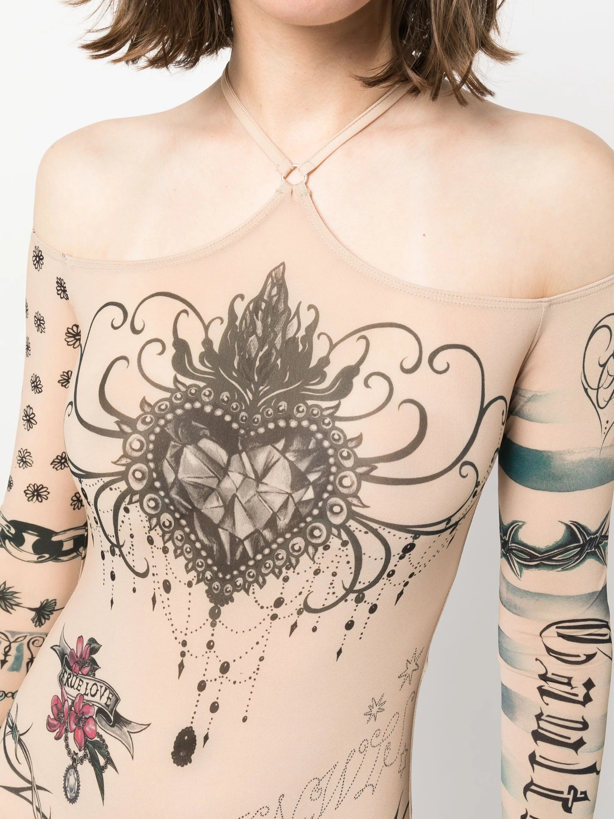 x KNWLS tattoo-print long-sleeve bodysuit
