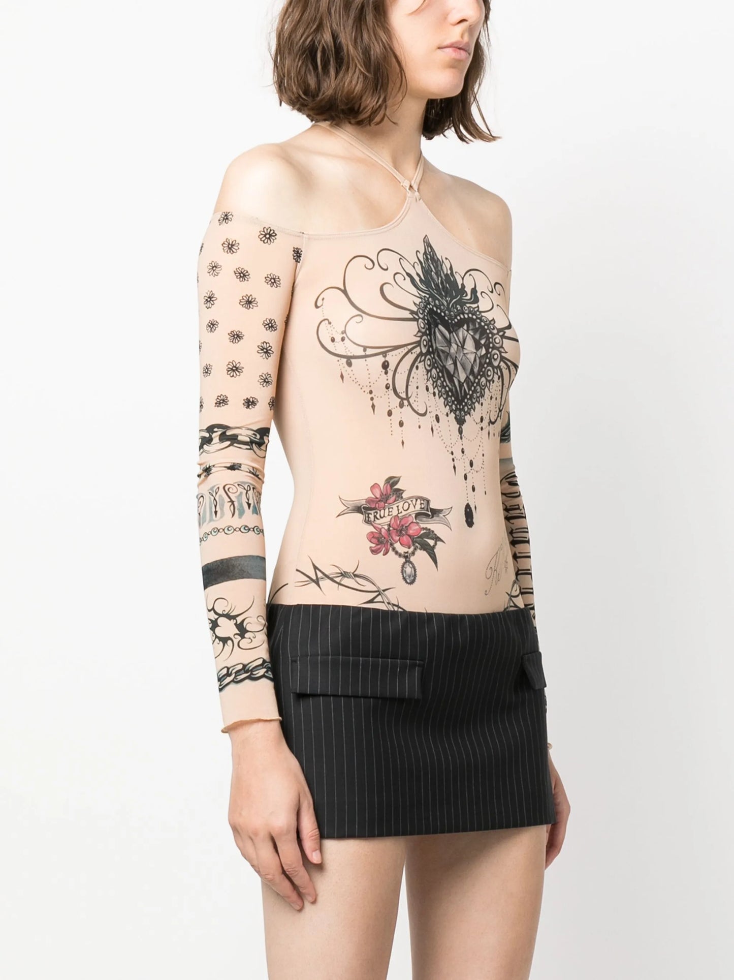 x KNWLS tattoo-print long-sleeve bodysuit