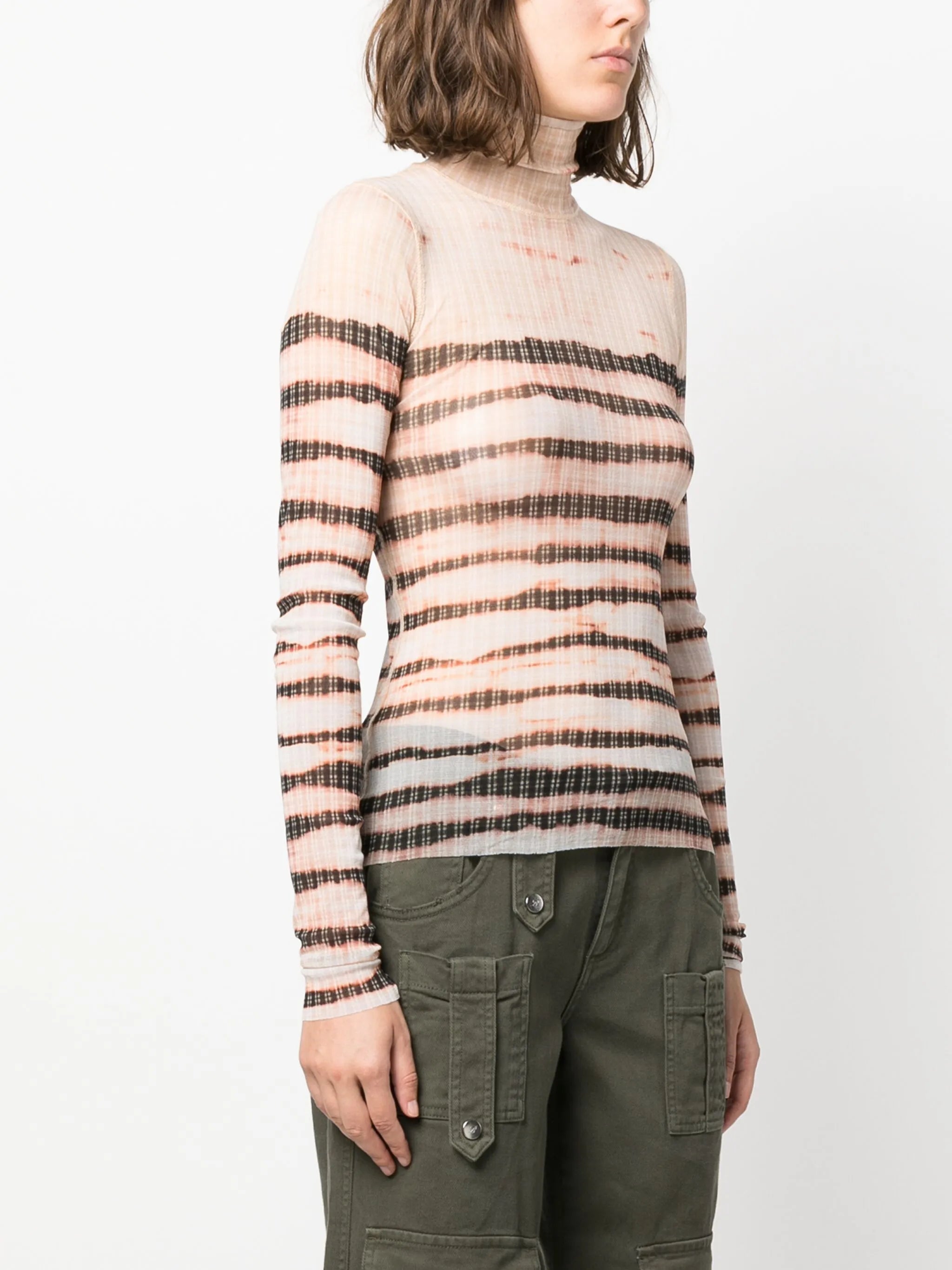 x KNWLS stripe-print high-neck top