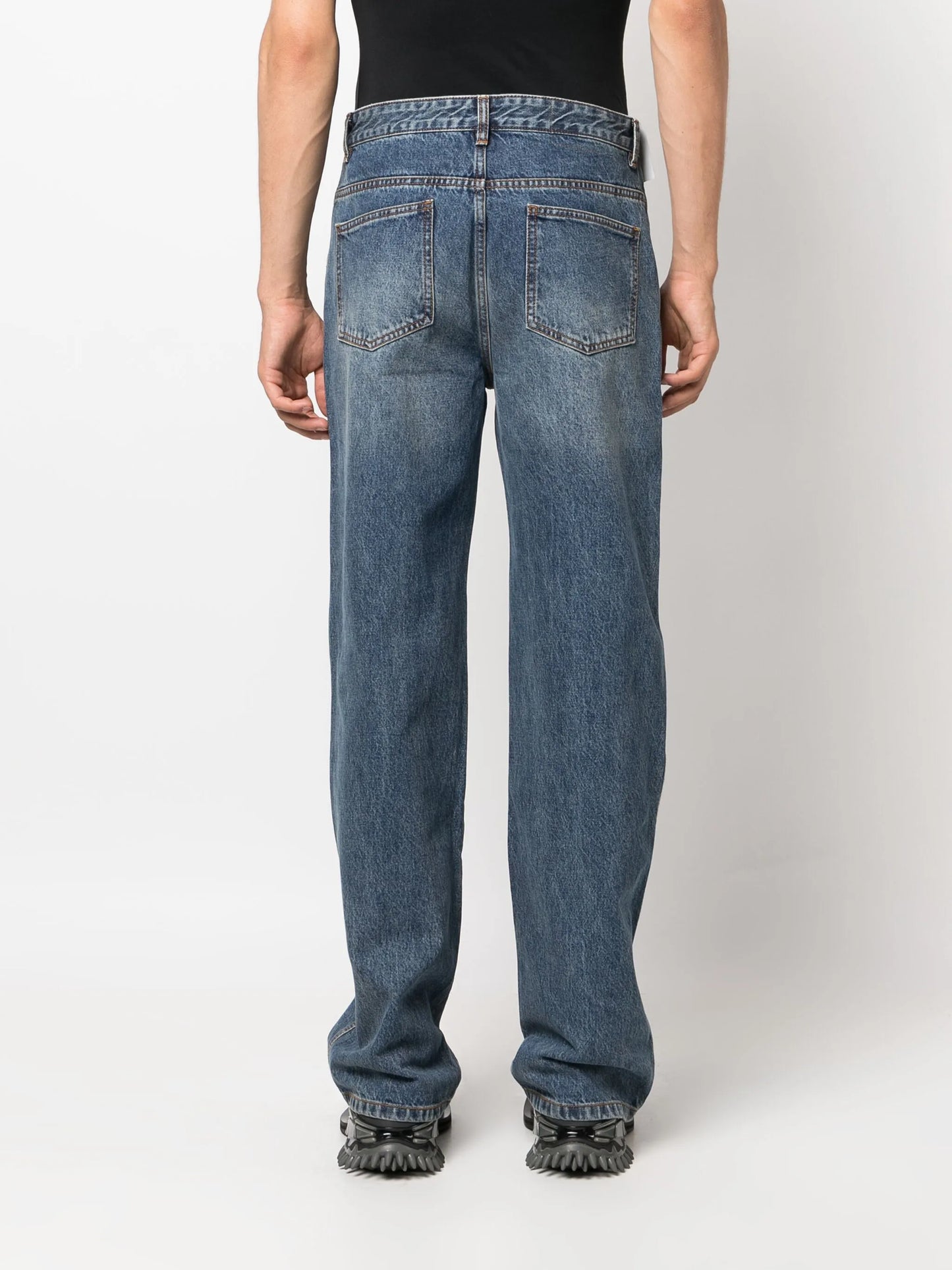 contrast-stitching light-wash jeans